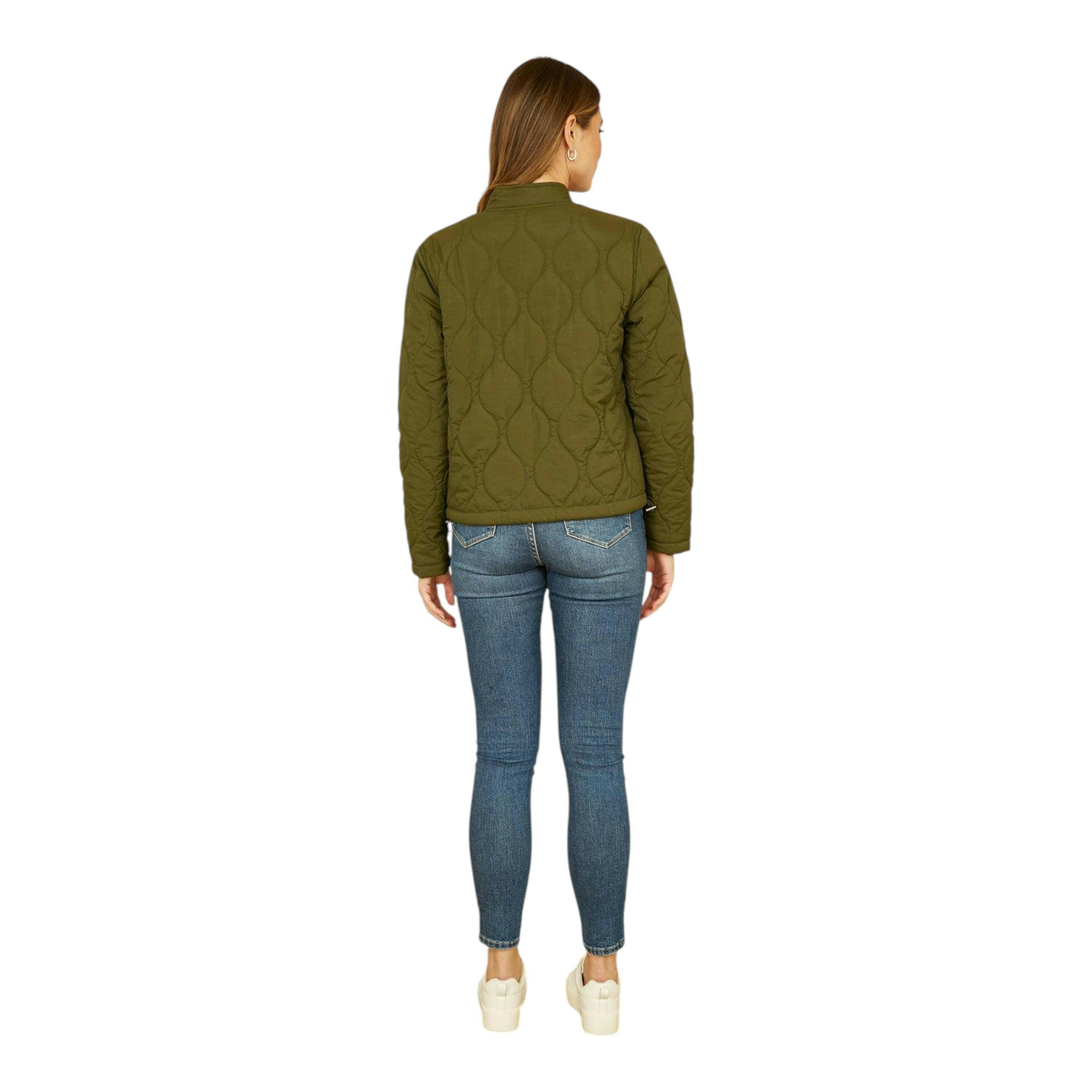 Yumi Green Short Quilted Jacket , view 3 of 6