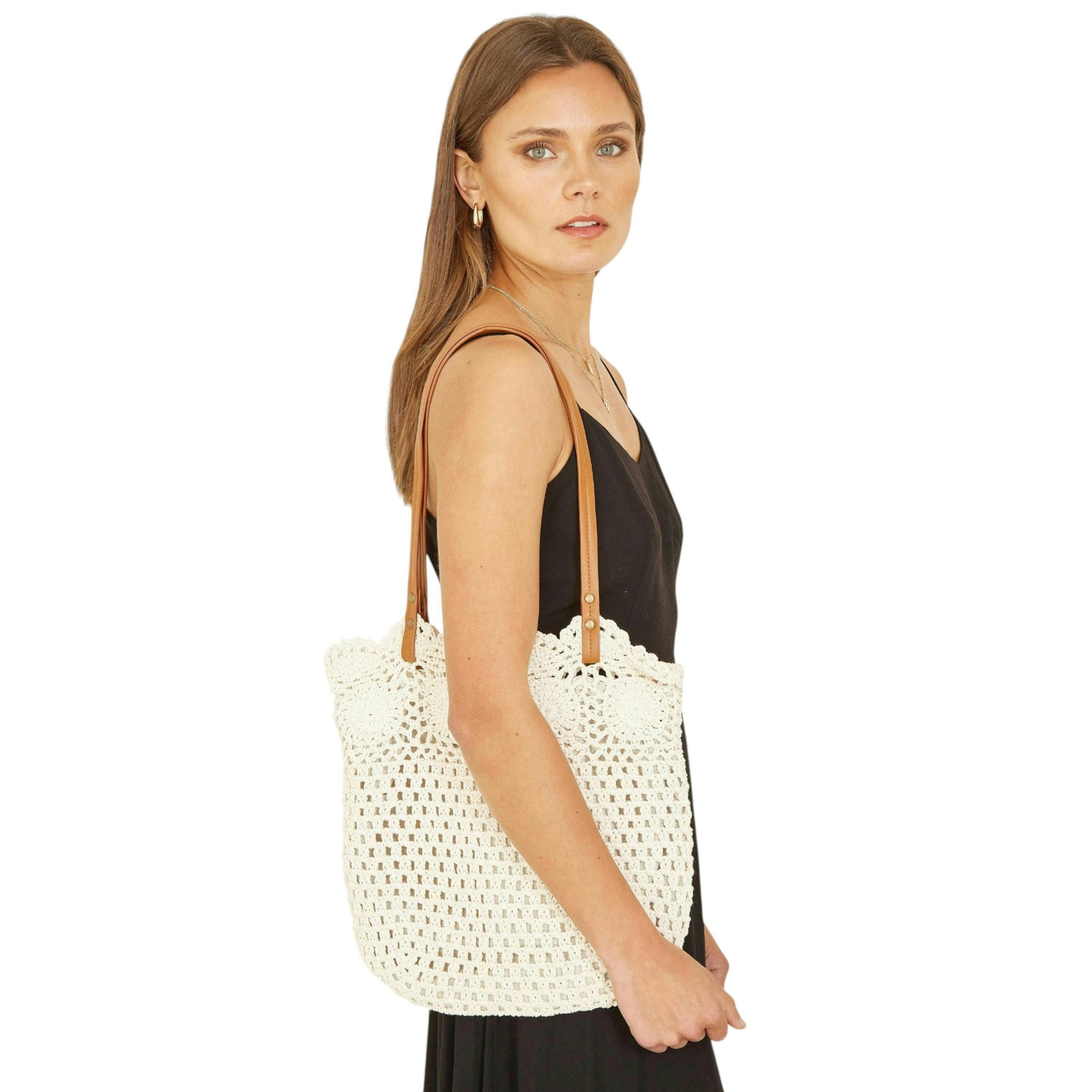 Yumi Handmade Crochet Bag With Pu Shoulder Strap , view 1 of 1