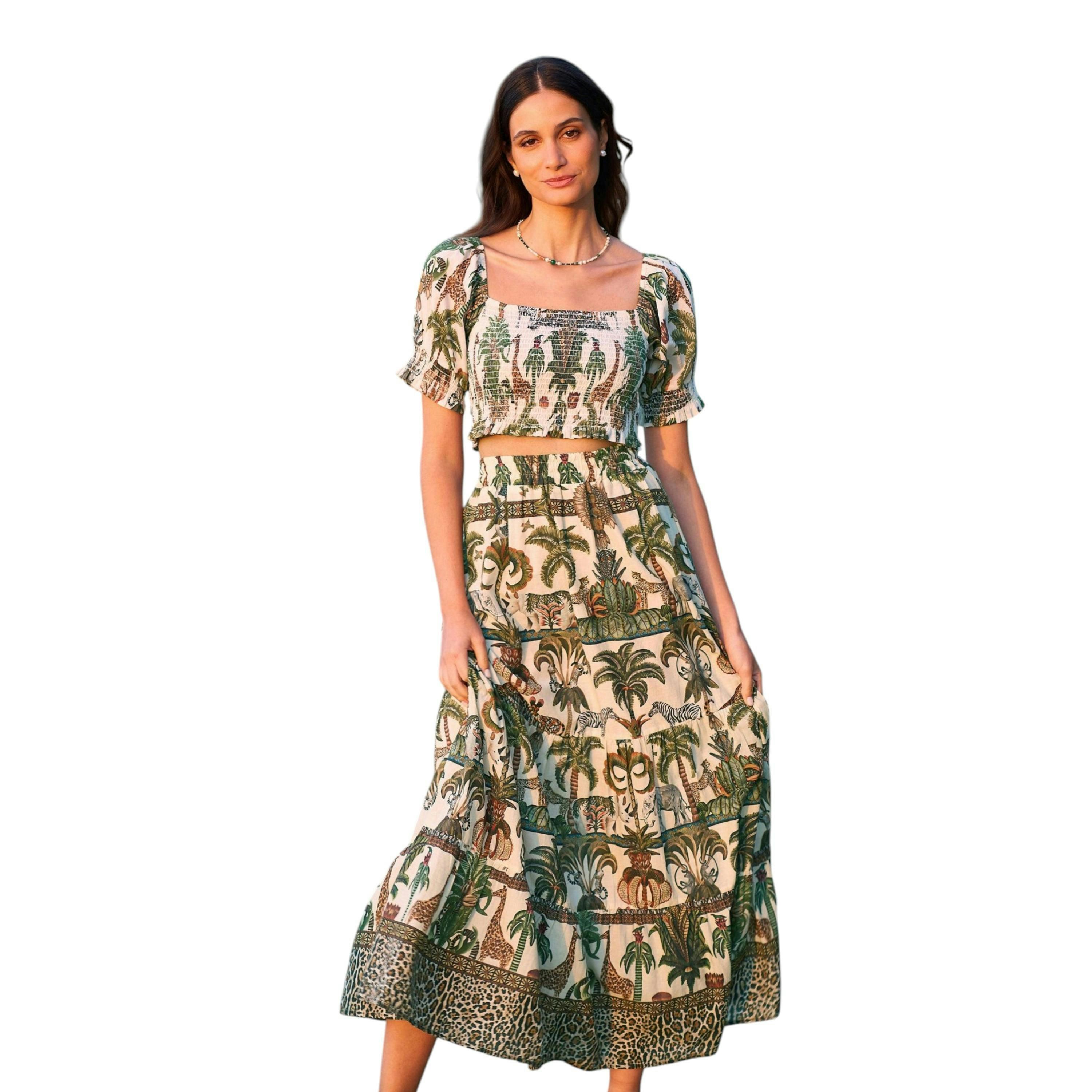 Yumi White Cotton Voile Safari Midi Skirt , view 6 of 6