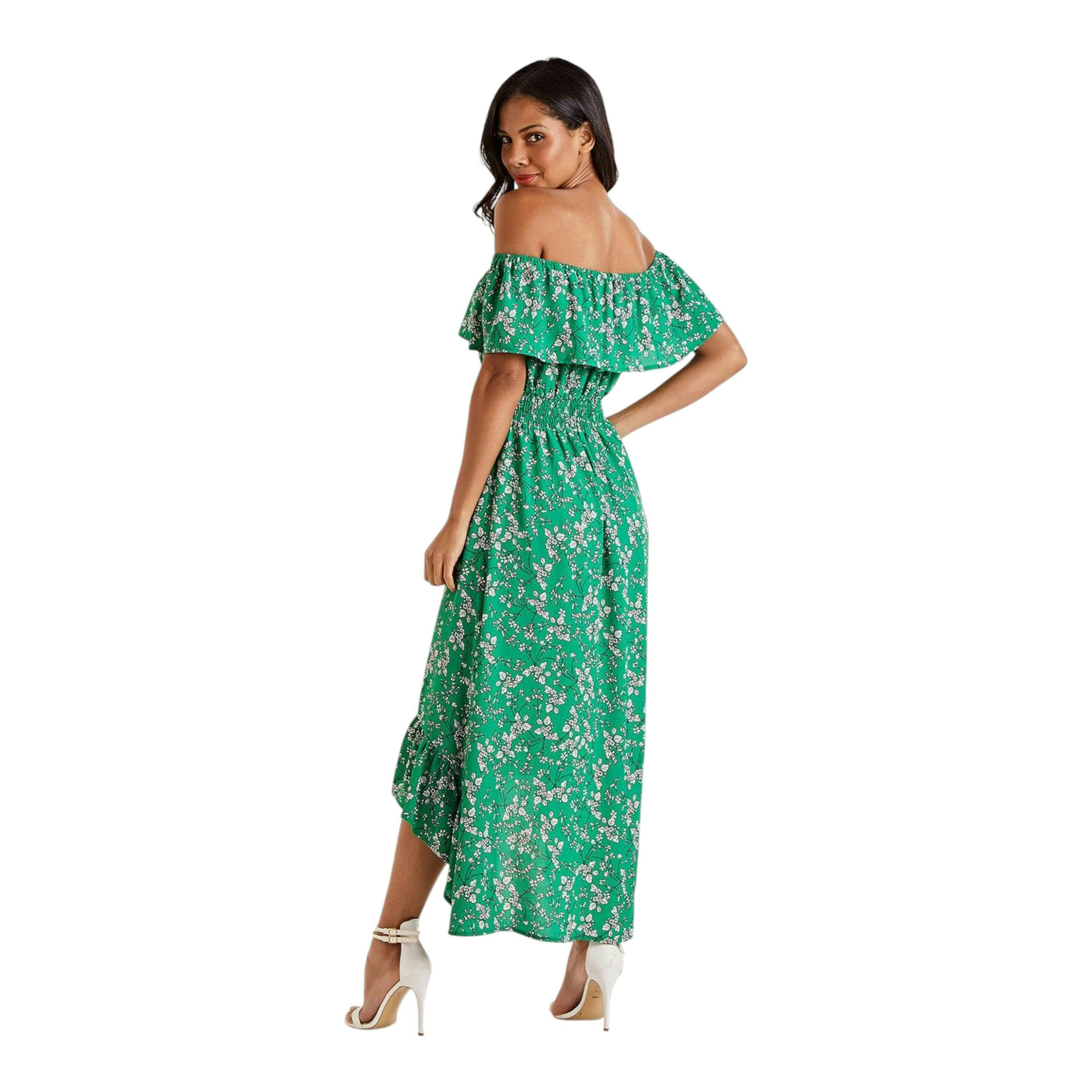 Yumi Green Bardot Asymmetric Maxi Dress , view 3 of 3