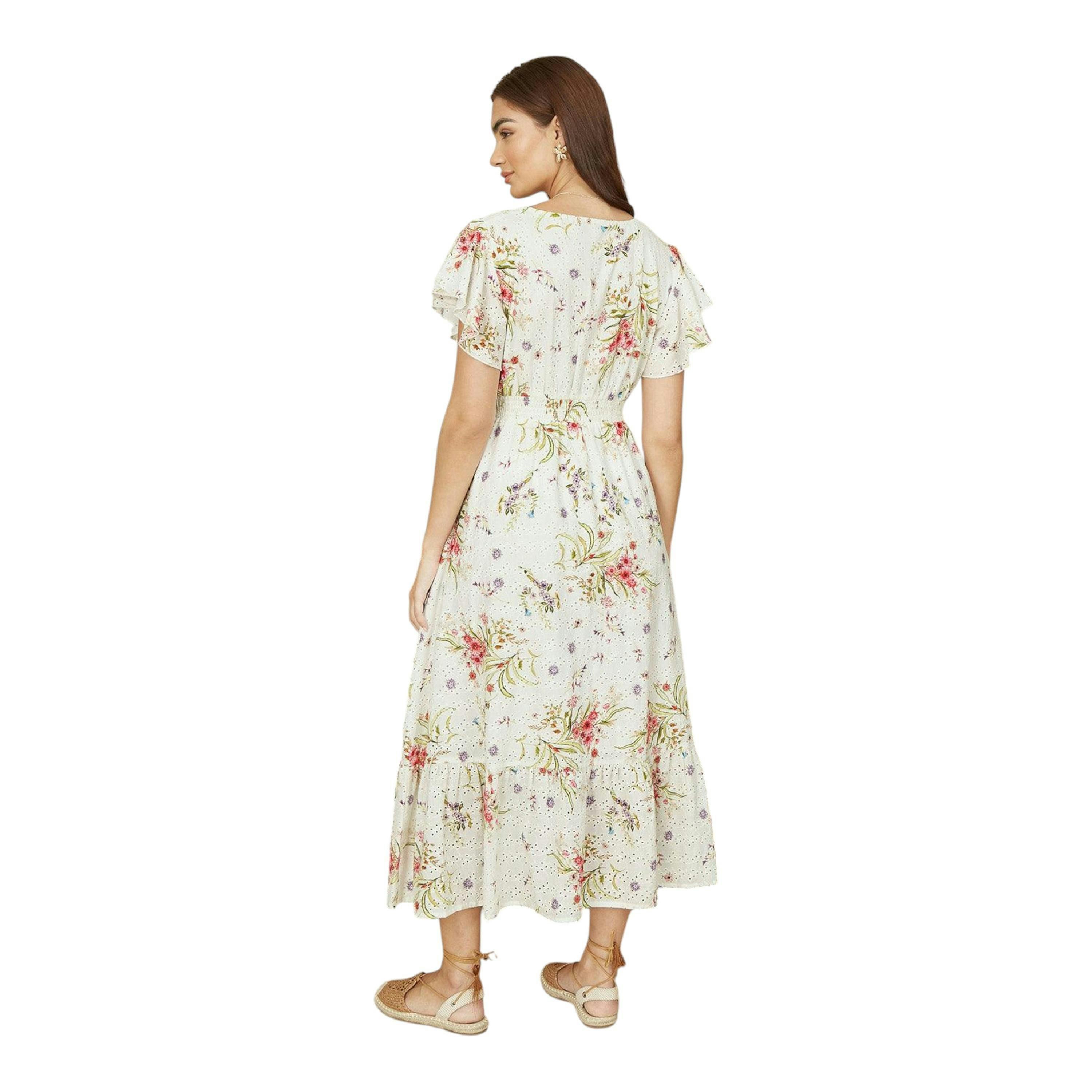 Yumi White Floral Broderie Anglaise Wrap Midi Dress , view 4 of 6