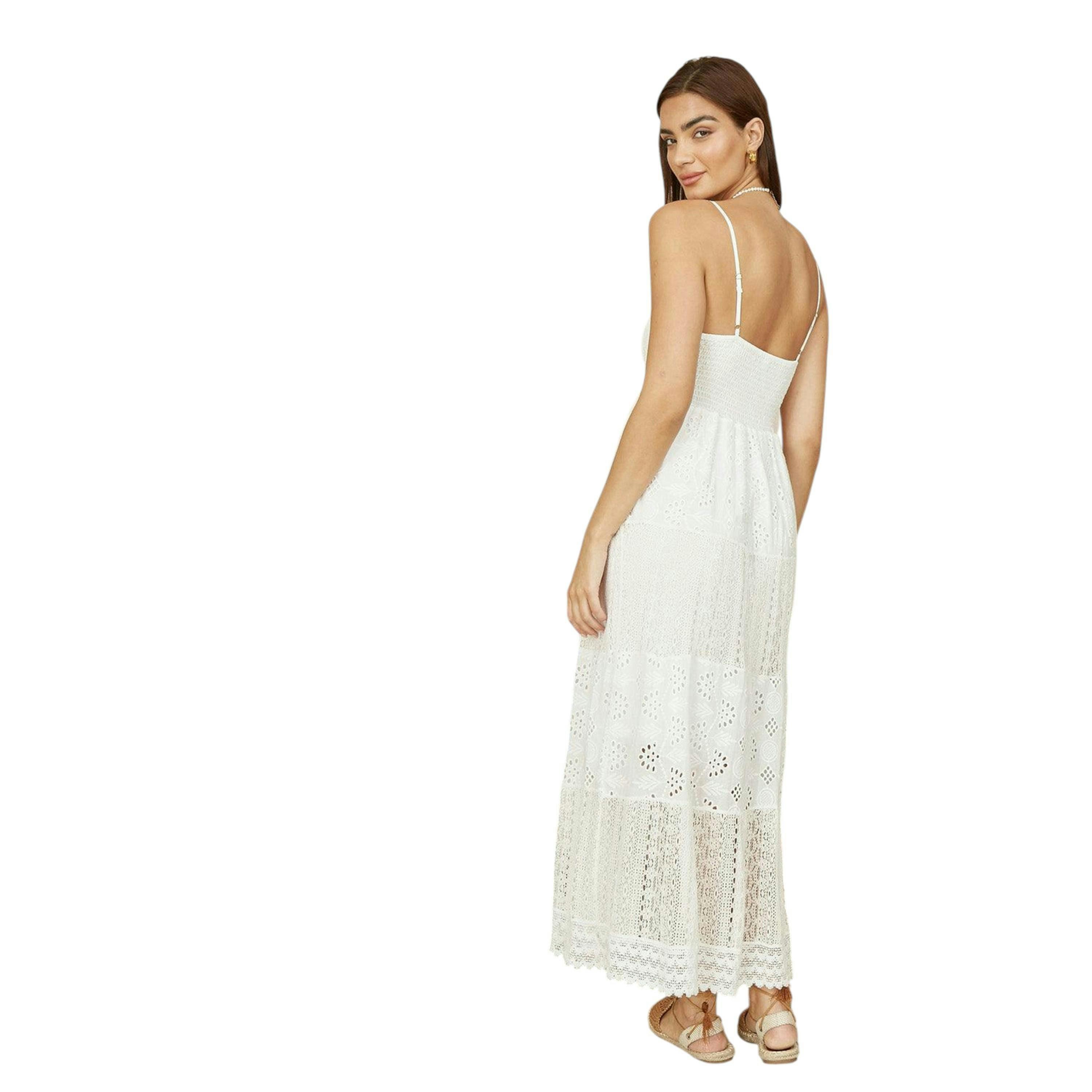Yumi White Tiered Maxi Dress With Ruched Back , view 3 of 4