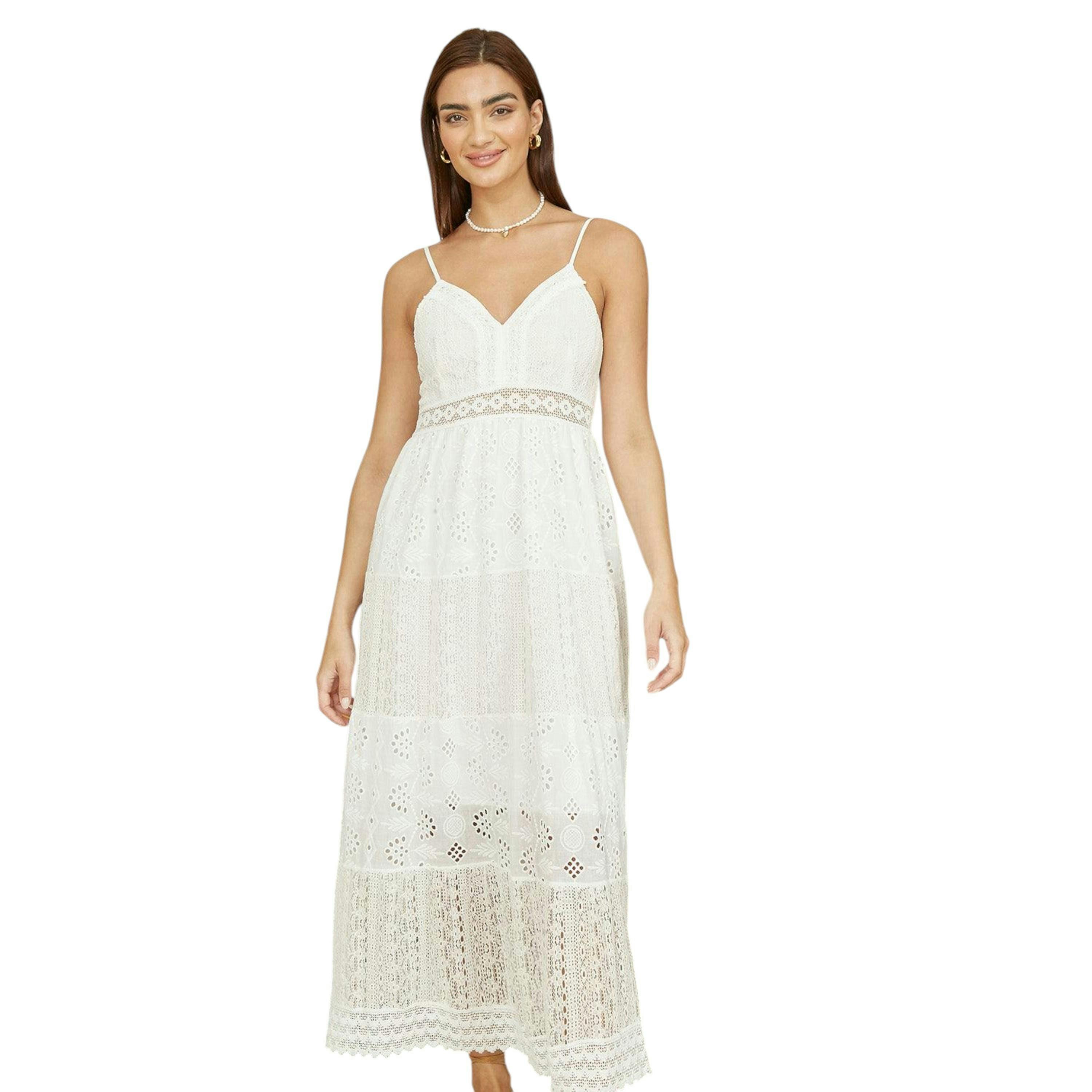 Yumi White Tiered Maxi Dress With Ruched Back , view 4 of 4