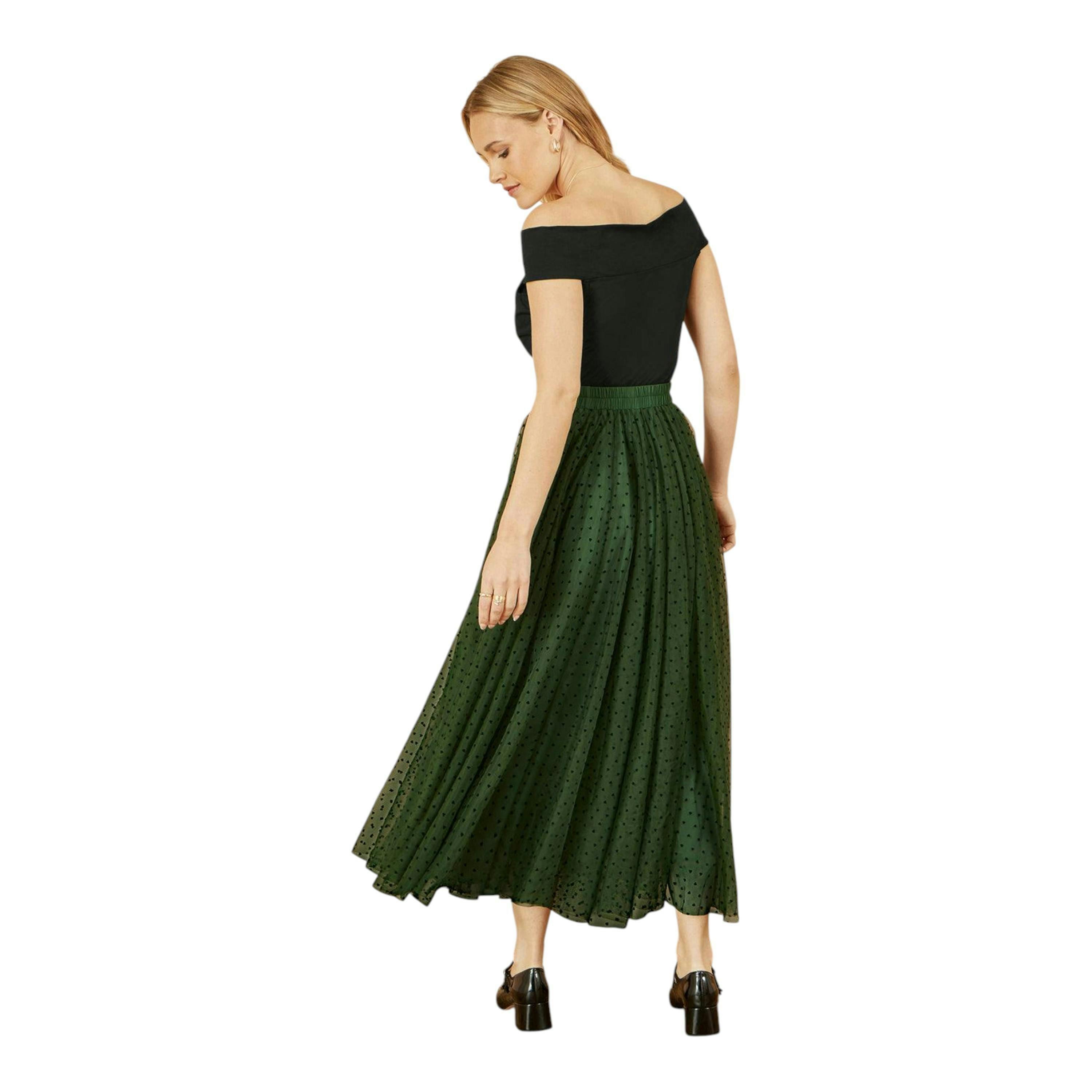 Yumi Green Mesh Heart Print Tulle Skirt , view 4 of 4