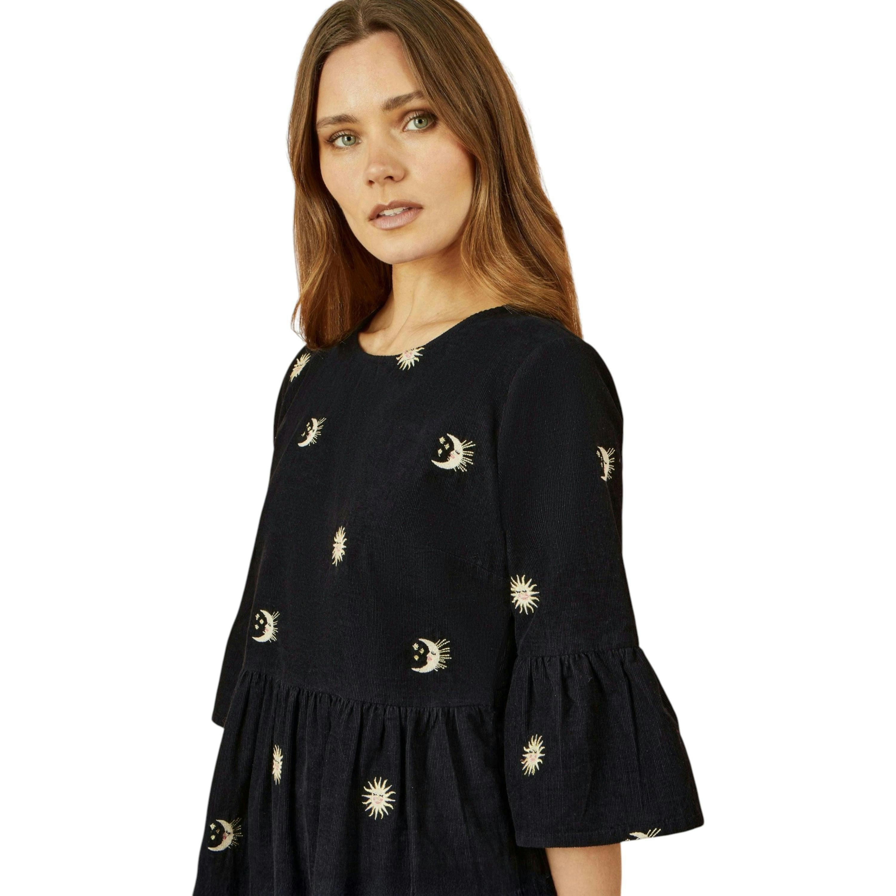 Yumi Black Cosmic Embroidery Cord Tunic Dress , view 2 of 4