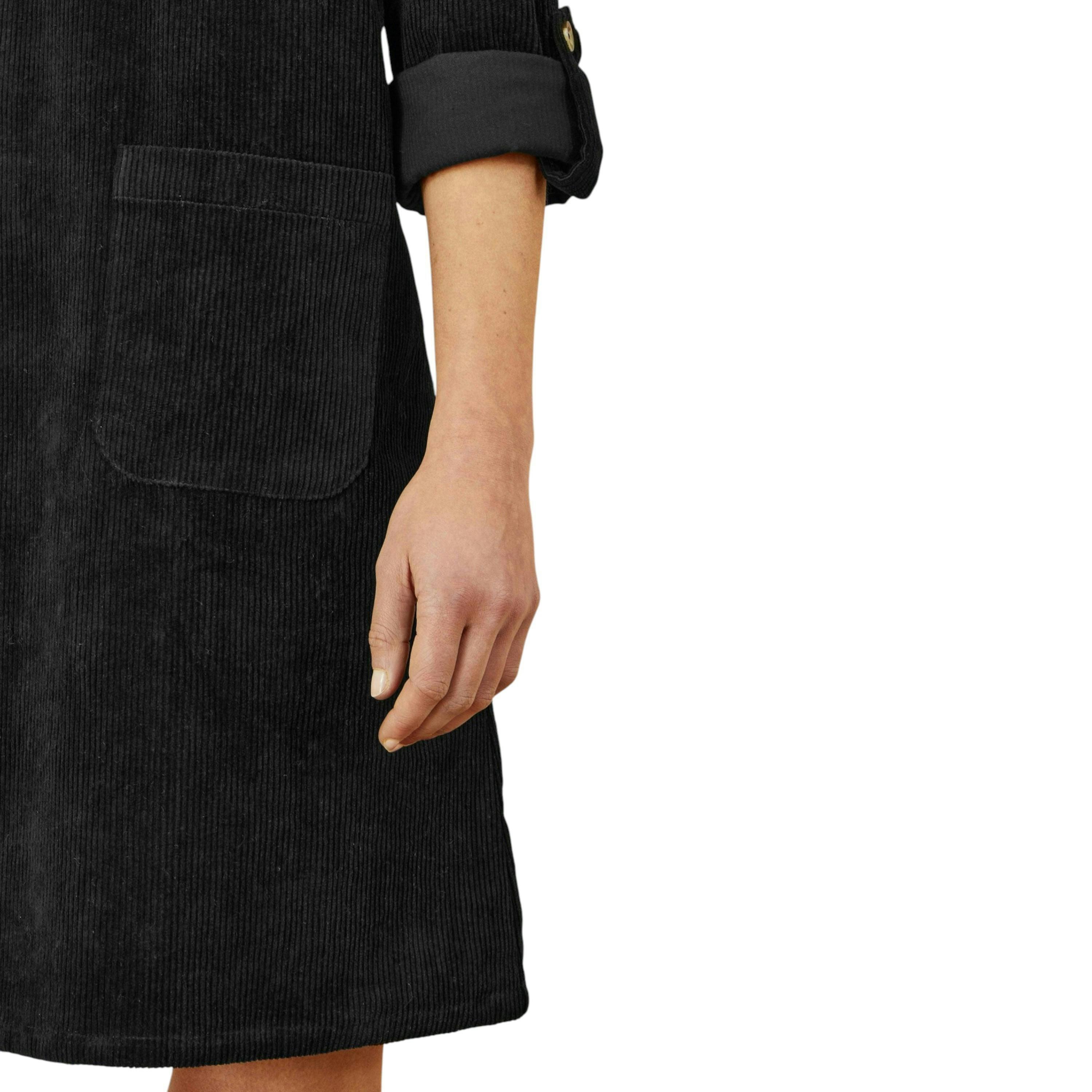 Yumi Black Cord Tunic Dress With 3/4 Sleeves And Pockets , view 3 of 5