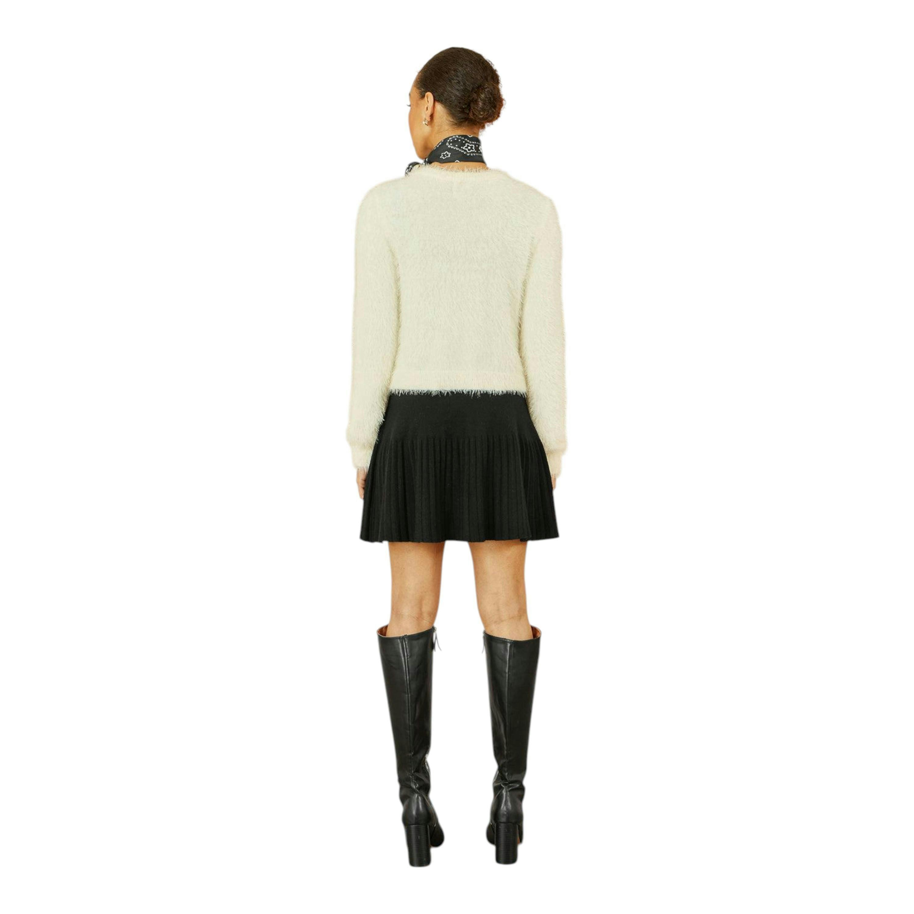 Yumi Ivory Eyelash Fluffy Knit Bolero With Tie Front , view 4 of 5