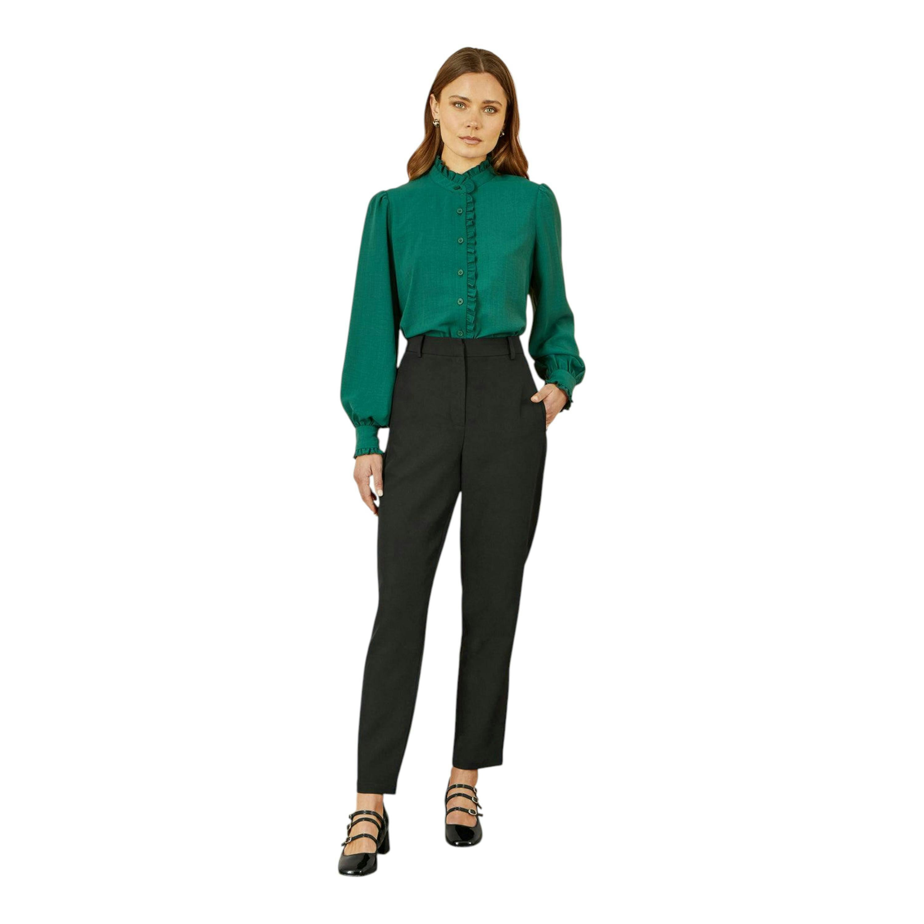 Yumi Green Frill High Neck Shirt , view 2 of 6