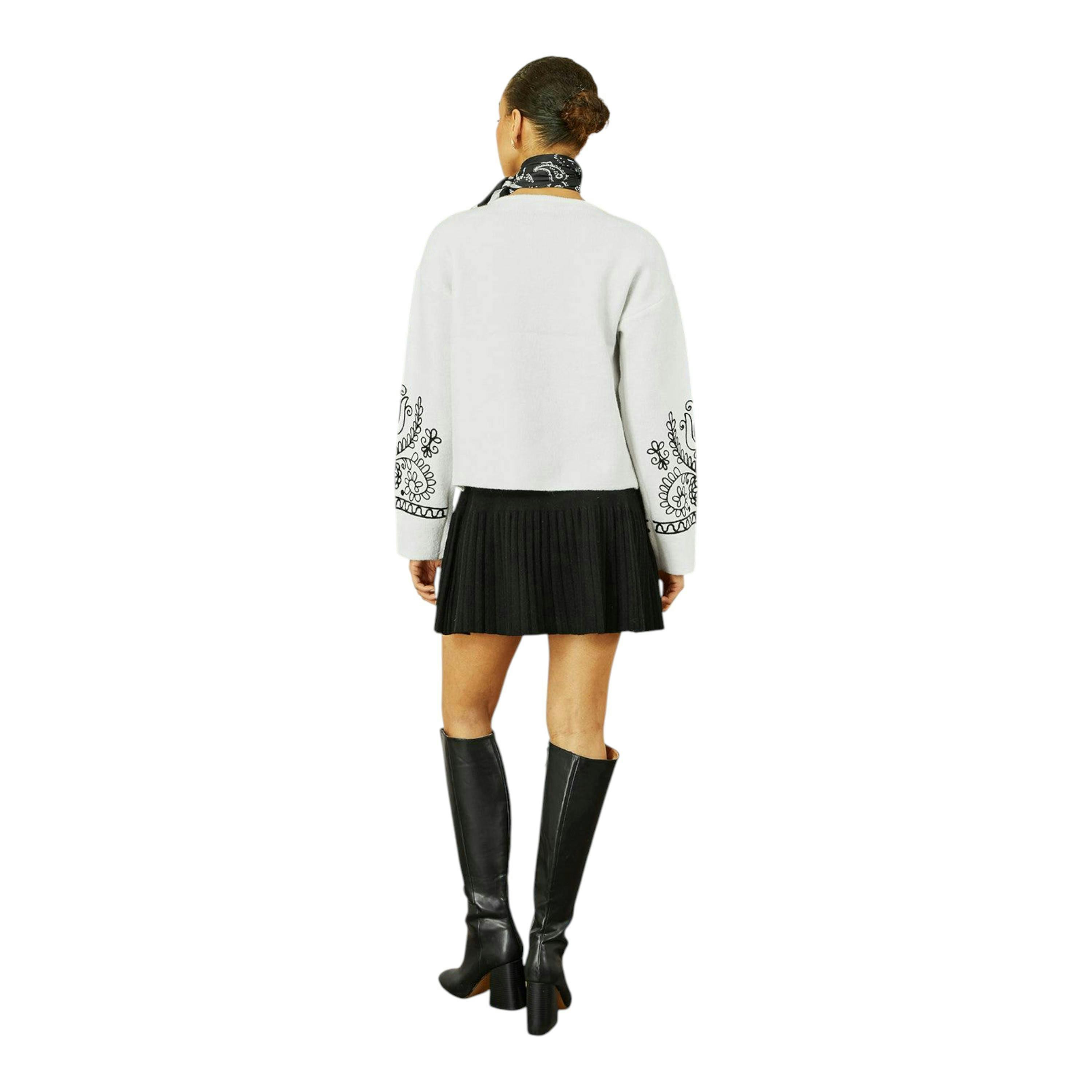 Yumi Black Knitted Pleated Mini Skirt , view 3 of 4