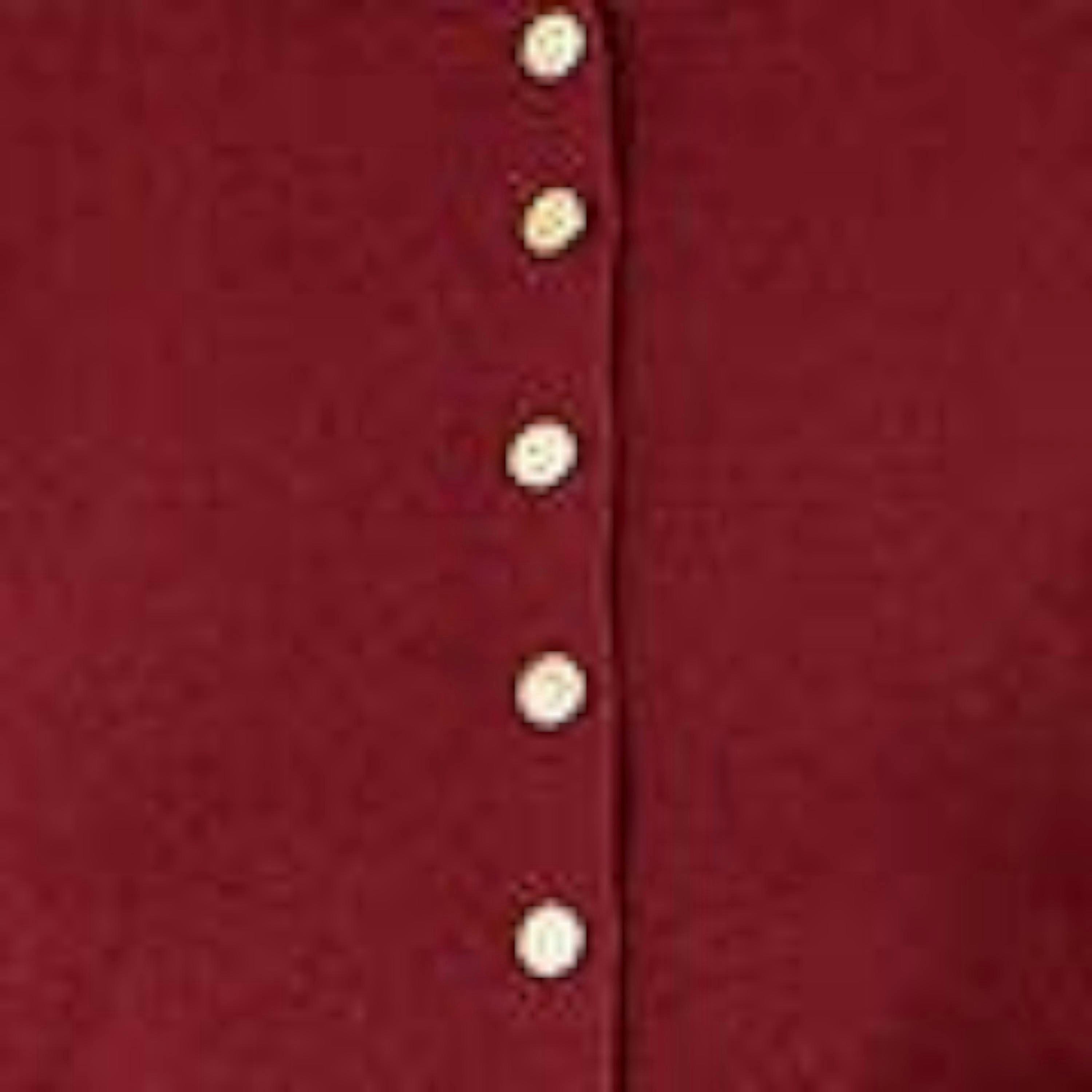 Yumi Burgundy Knitted Fitted Button Down Peplum Cardigan , view 5 of 5
