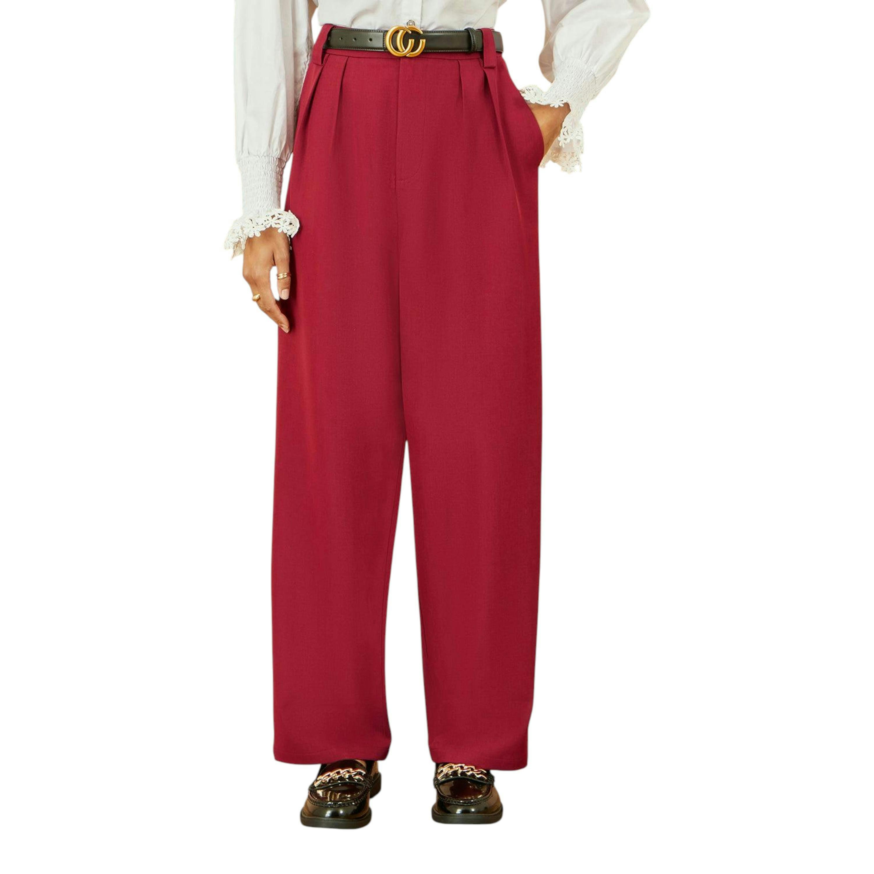 Yumi Burgundy Wide Leg Trousers , view 2 of 4