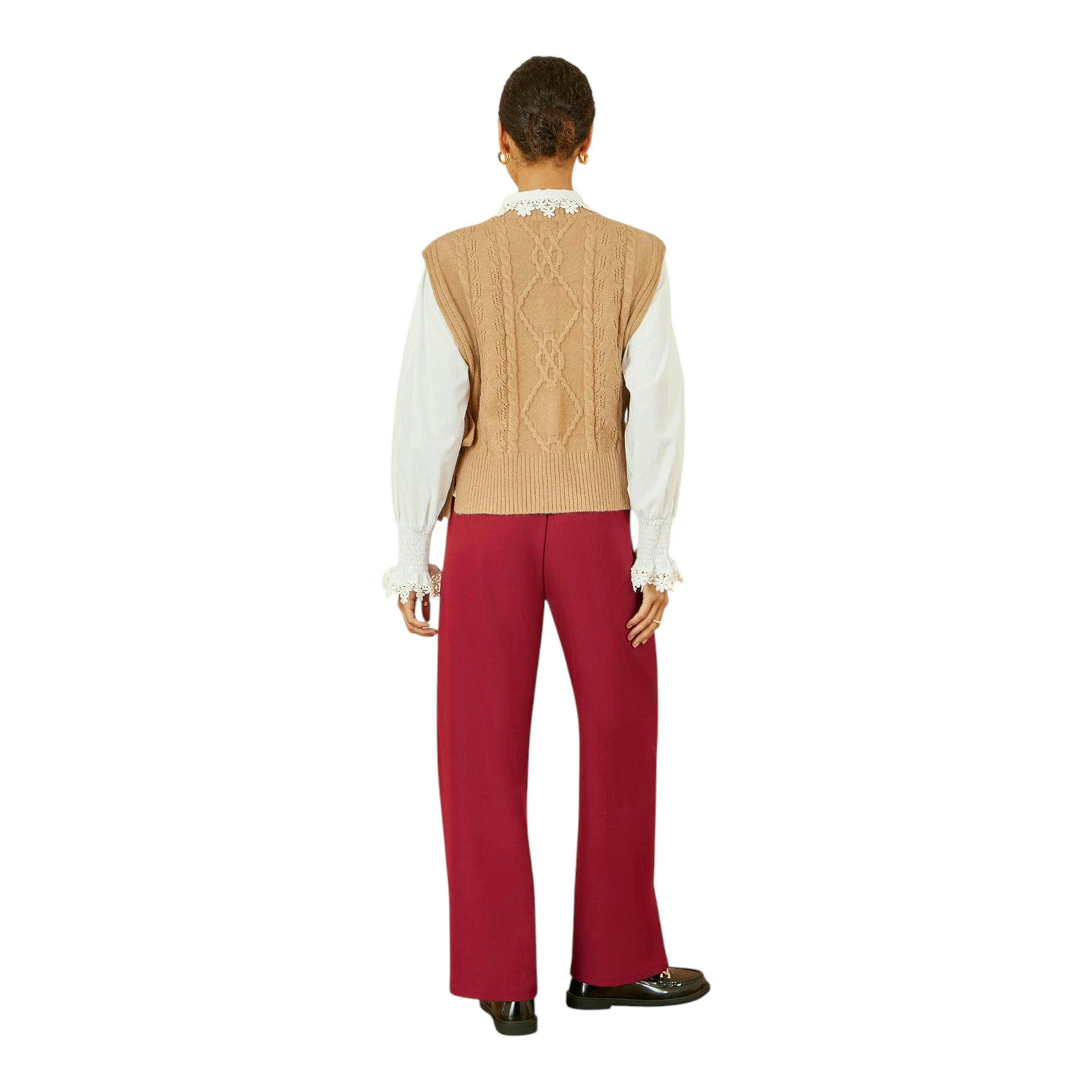 Yumi Burgundy Wide Leg Trousers , view 3 of 4