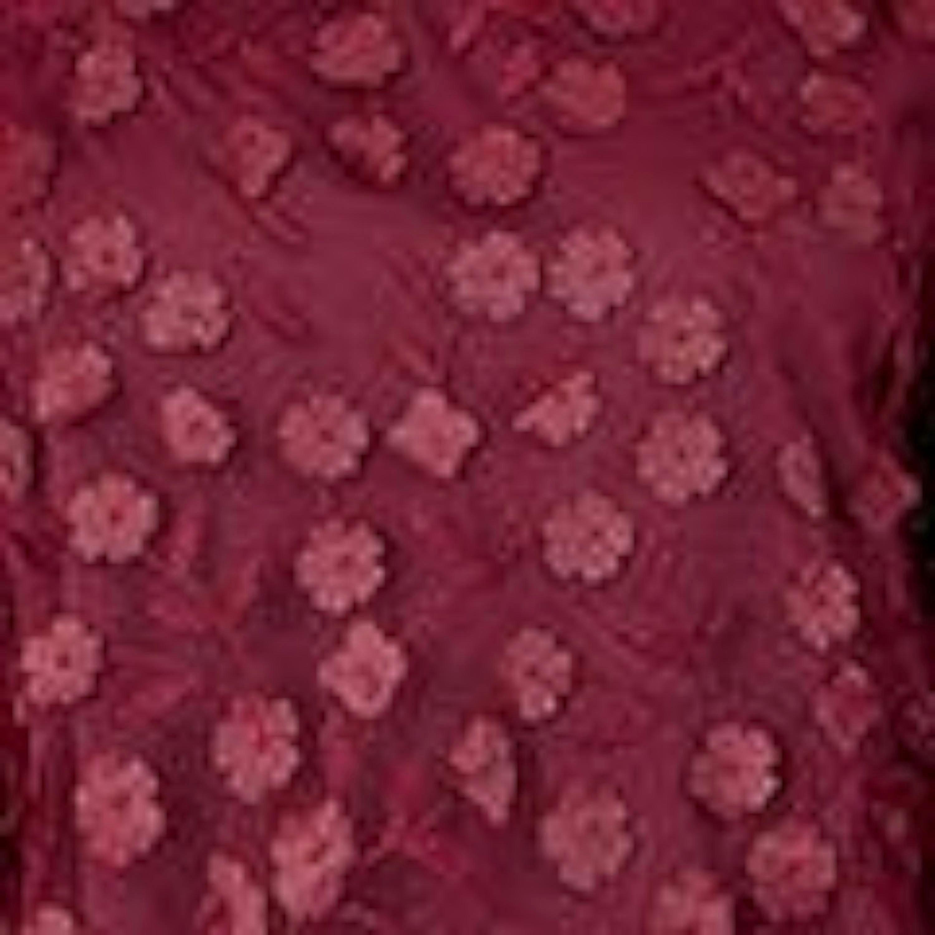 Yumi Burgundy Sheer Sleeve Applique Flower Top , view 6 of 6