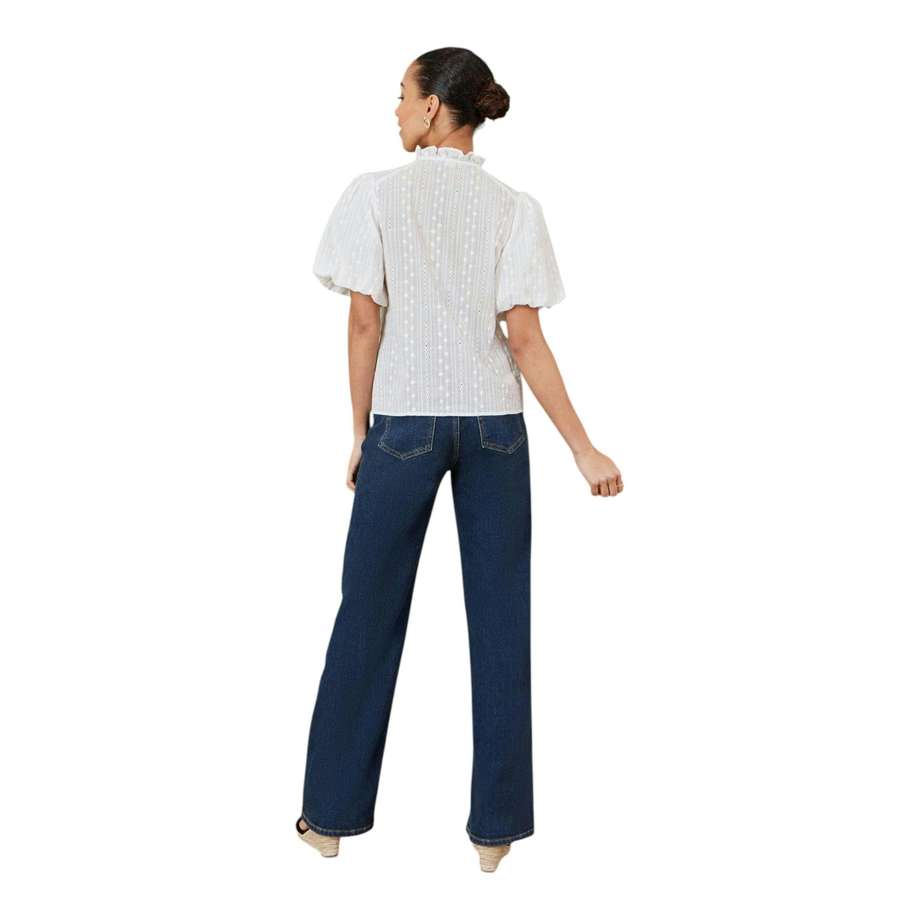 Yumi White Broderie Anglaise Puff Sleeve Shirt , view 4 of 5