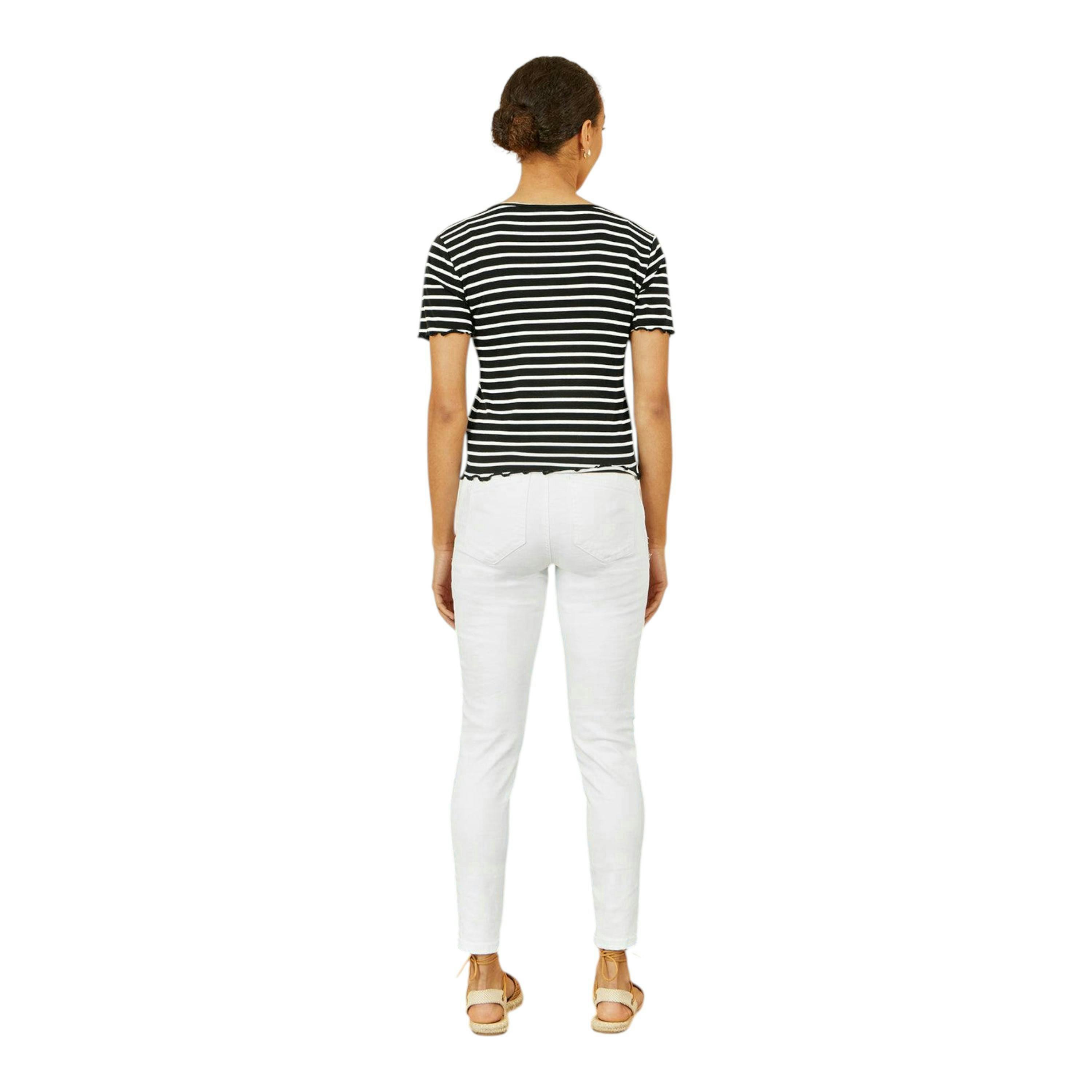 Yumi Black Striped Cotton Jersey Lettuce Trim T-Shirt , view 5 of 6