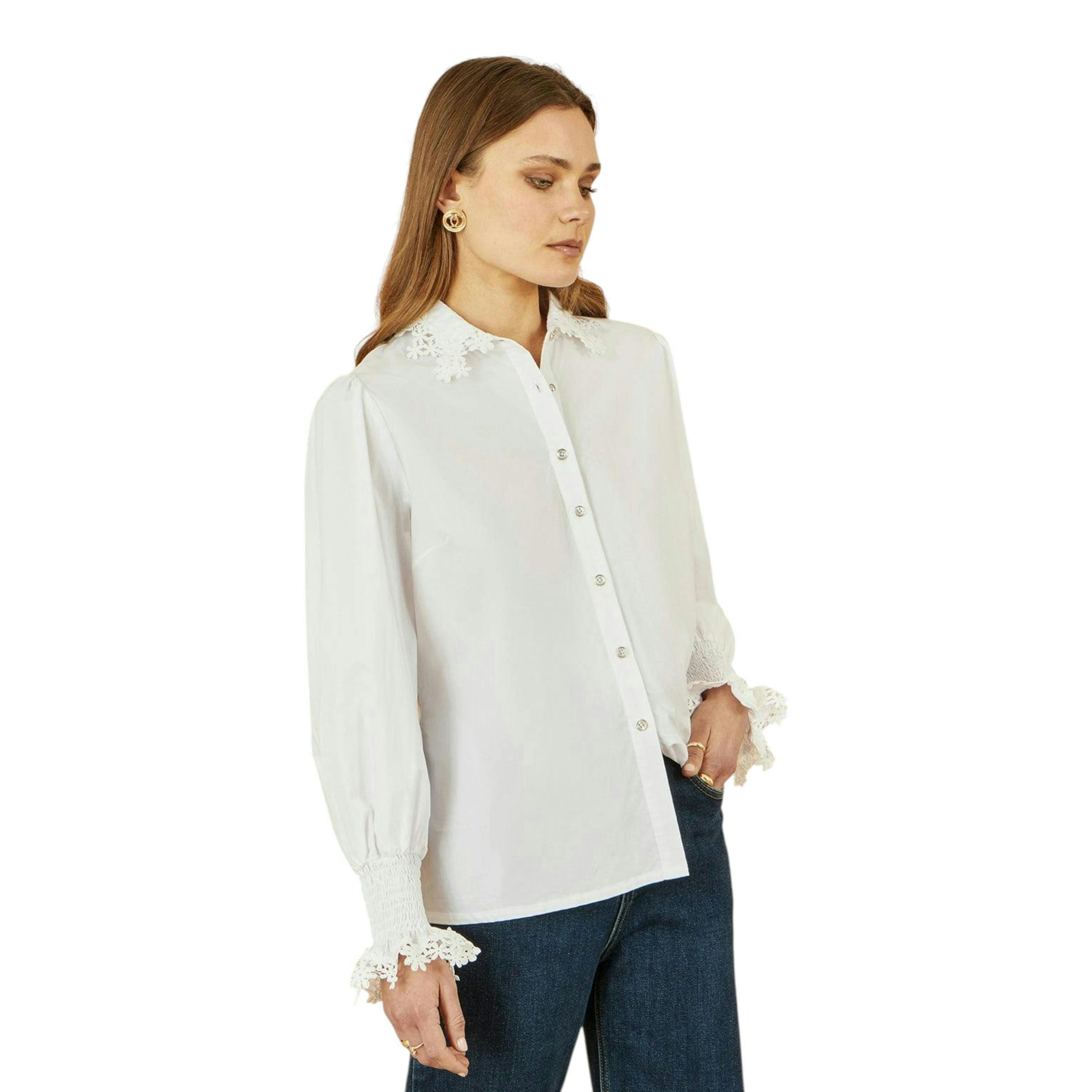 Yumi White Lace Trim Shirt , view 1 of 4