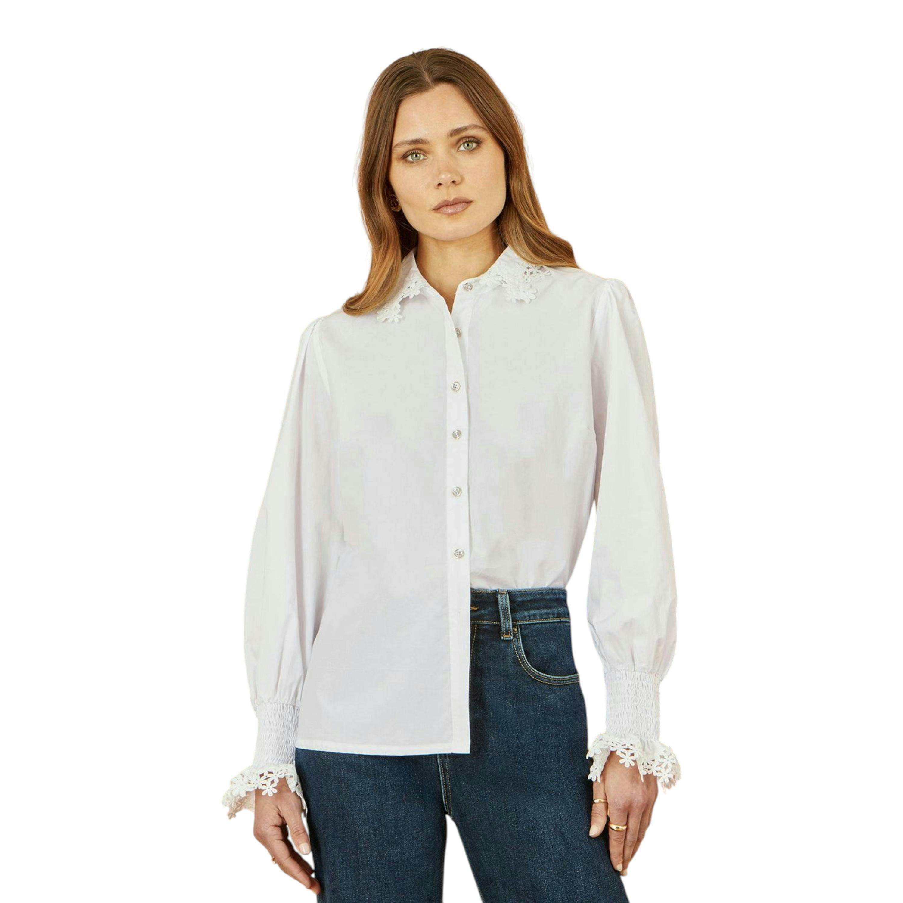Yumi White Lace Trim Shirt , view 2 of 4