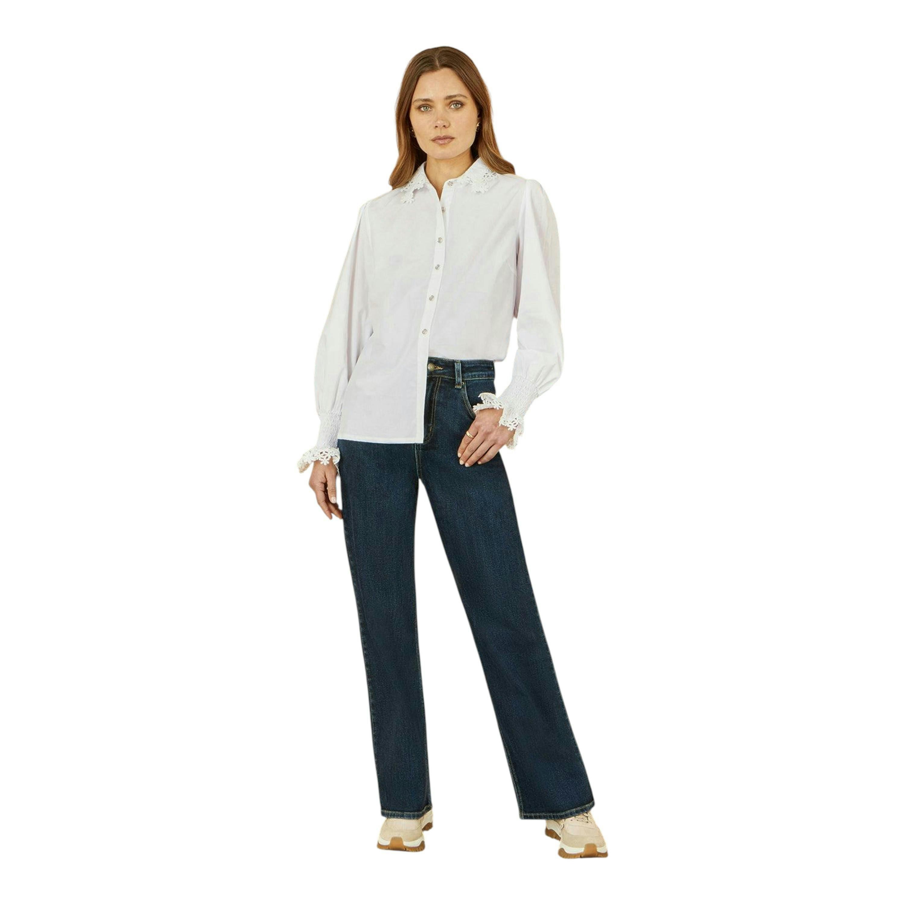 Yumi White Lace Trim Shirt , view 3 of 4