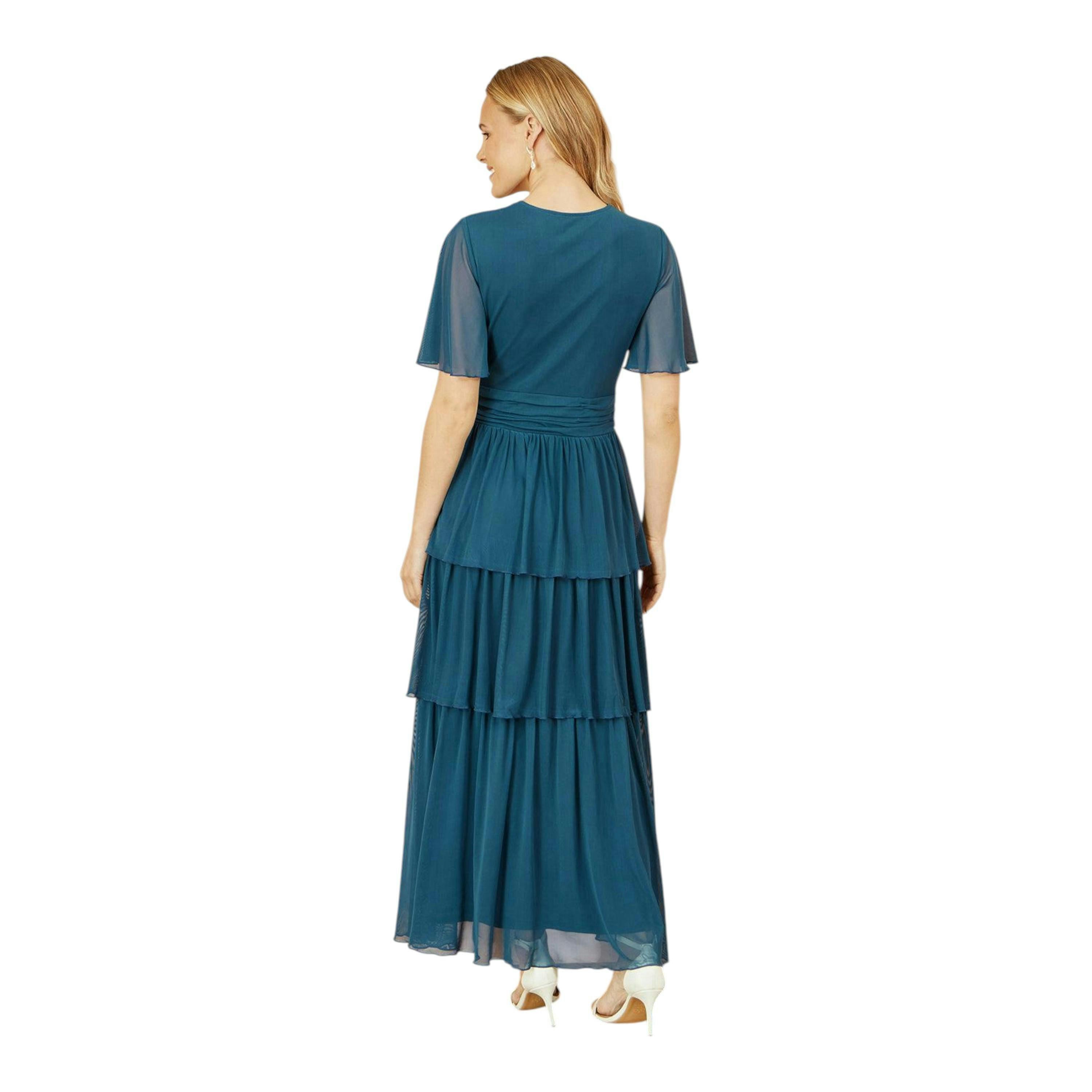 Yumi Teal Mesh Tiered Maxi Dress , view 4 of 5