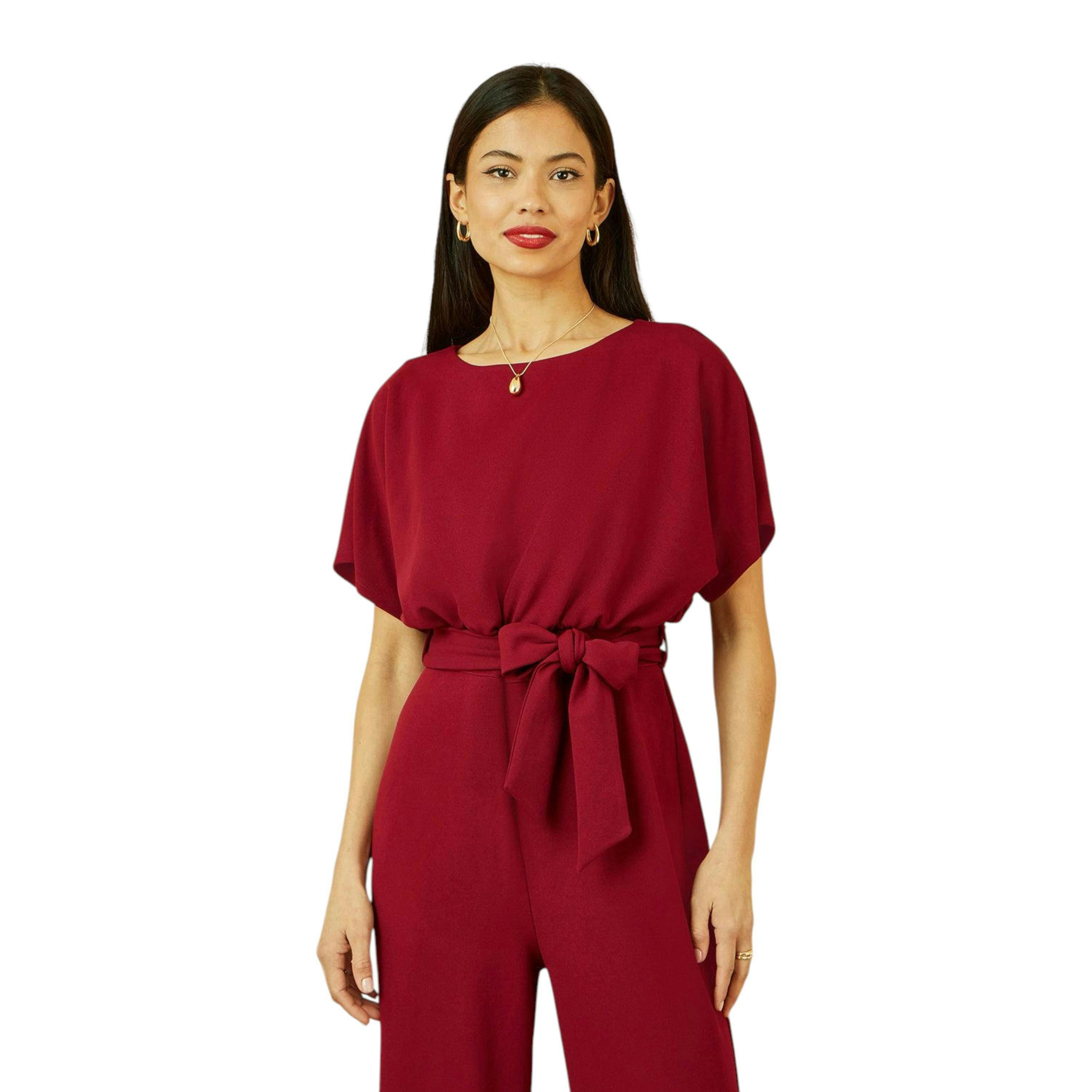 Yumi Burgundy Batwing Stretch Jumpsuit , view 2 of 5