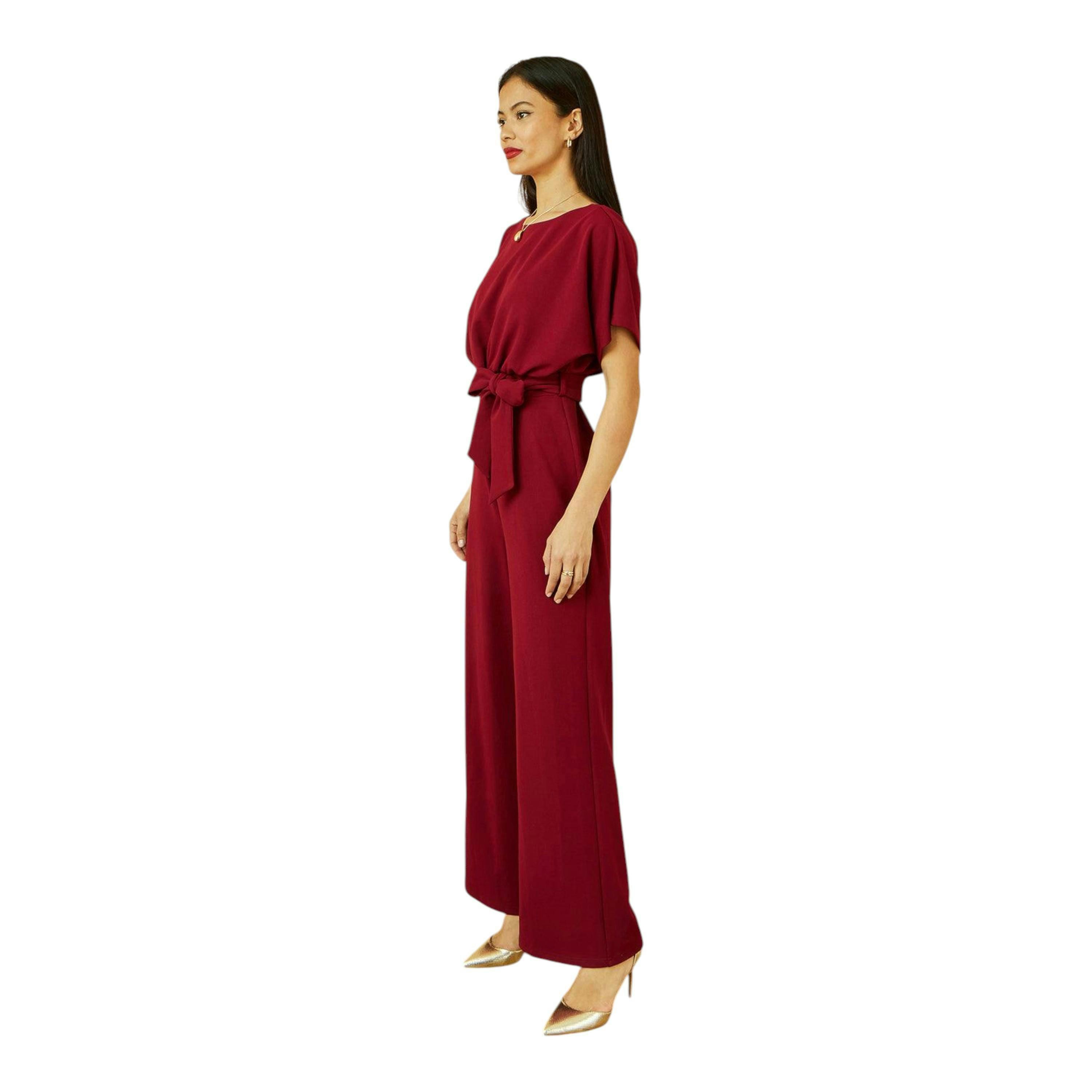Yumi Burgundy Batwing Stretch Jumpsuit , view 3 of 5