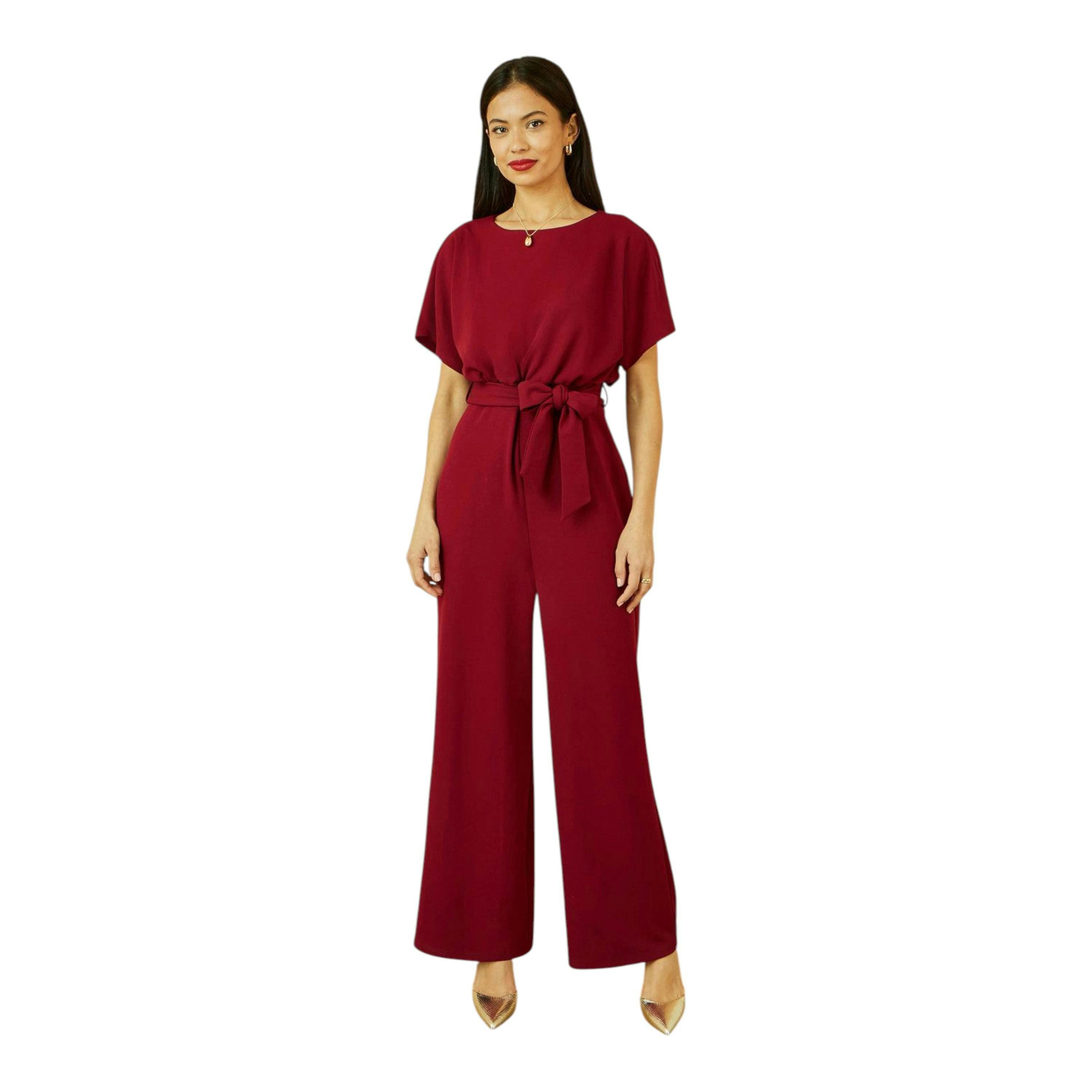 Yumi Burgundy Batwing Stretch Jumpsuit , view 5 of 5