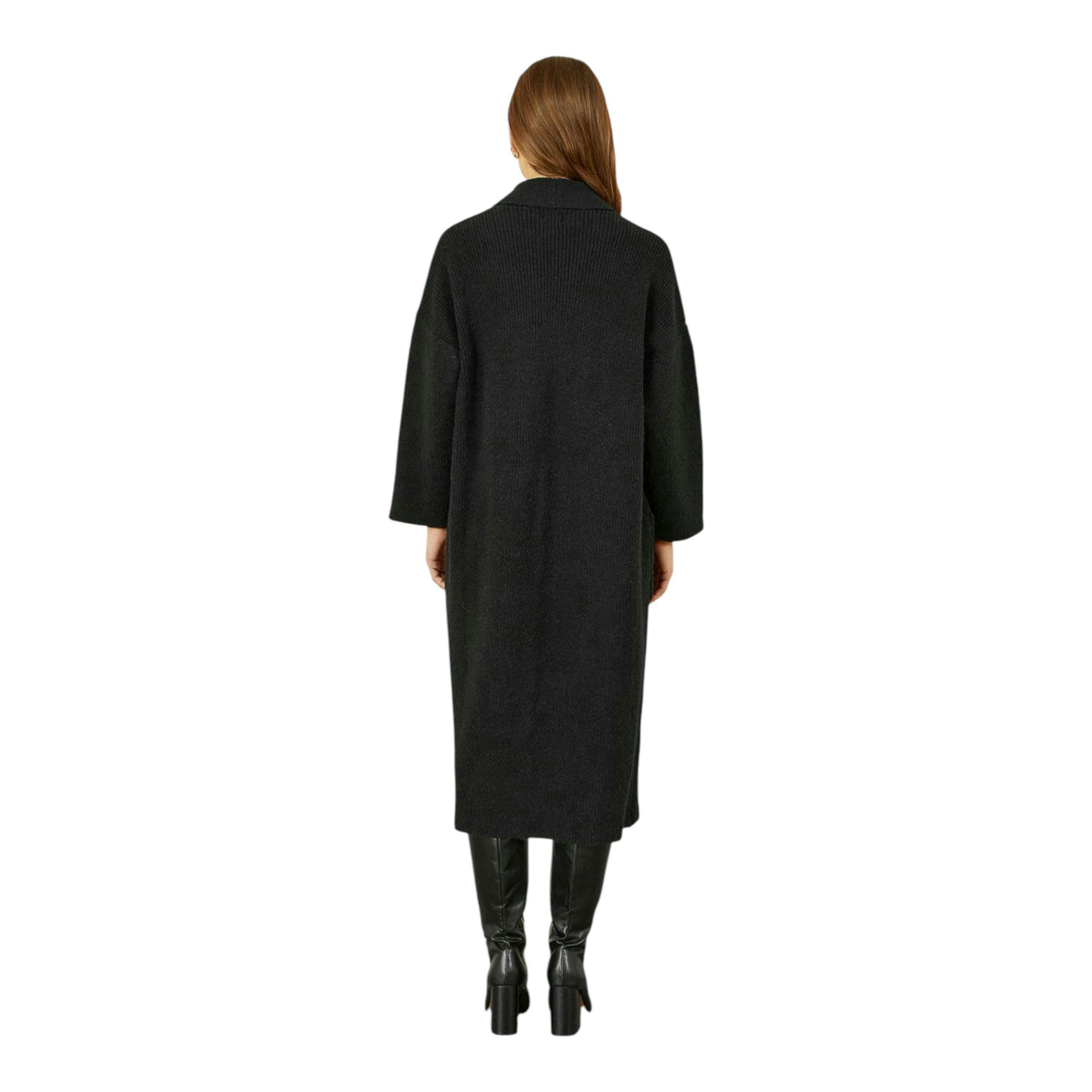 Yumi Black Knitted Maxi Cardigan With Pockets , view 4 of 5