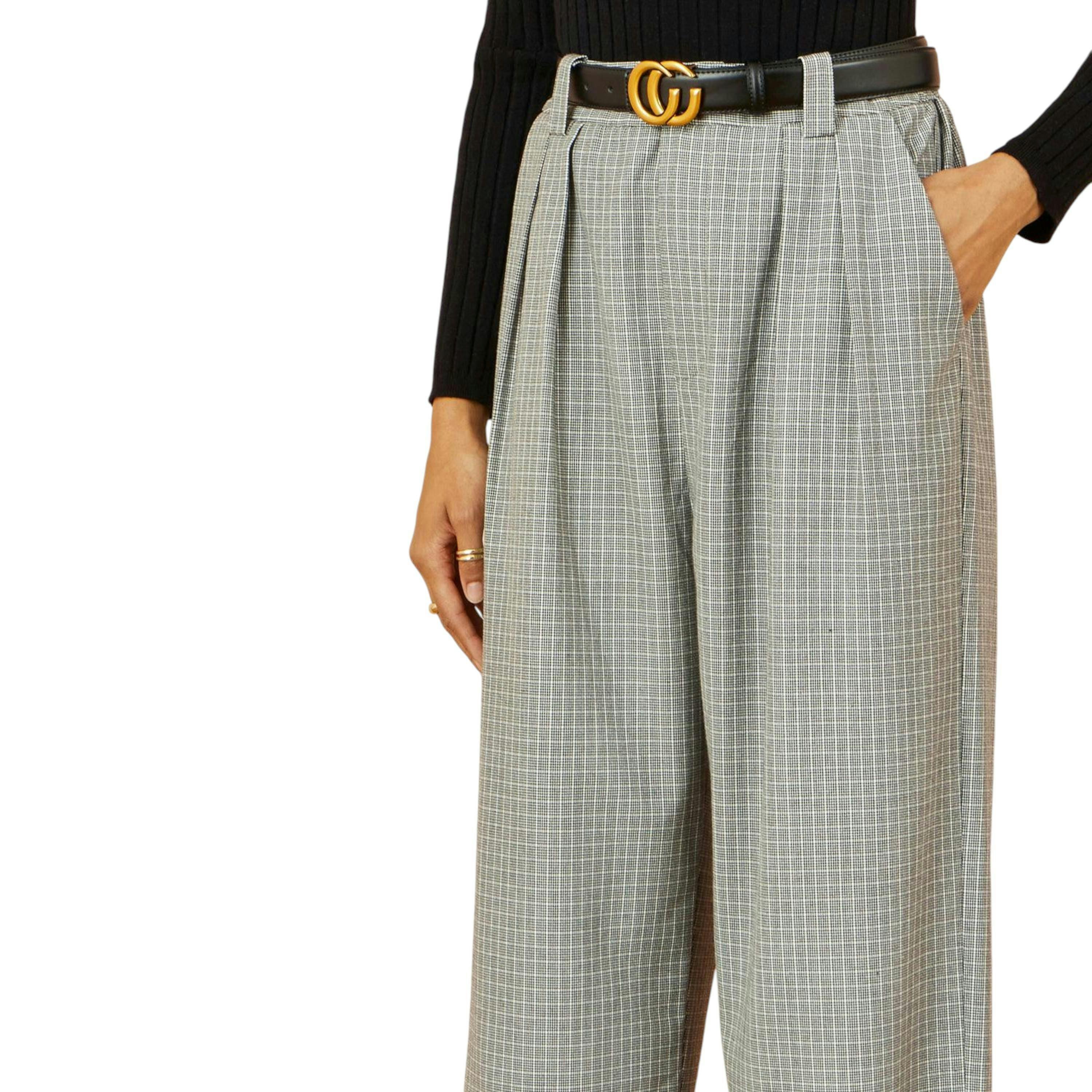 Yumi Grey Check Wide Leg Trousers , view 5 of 6