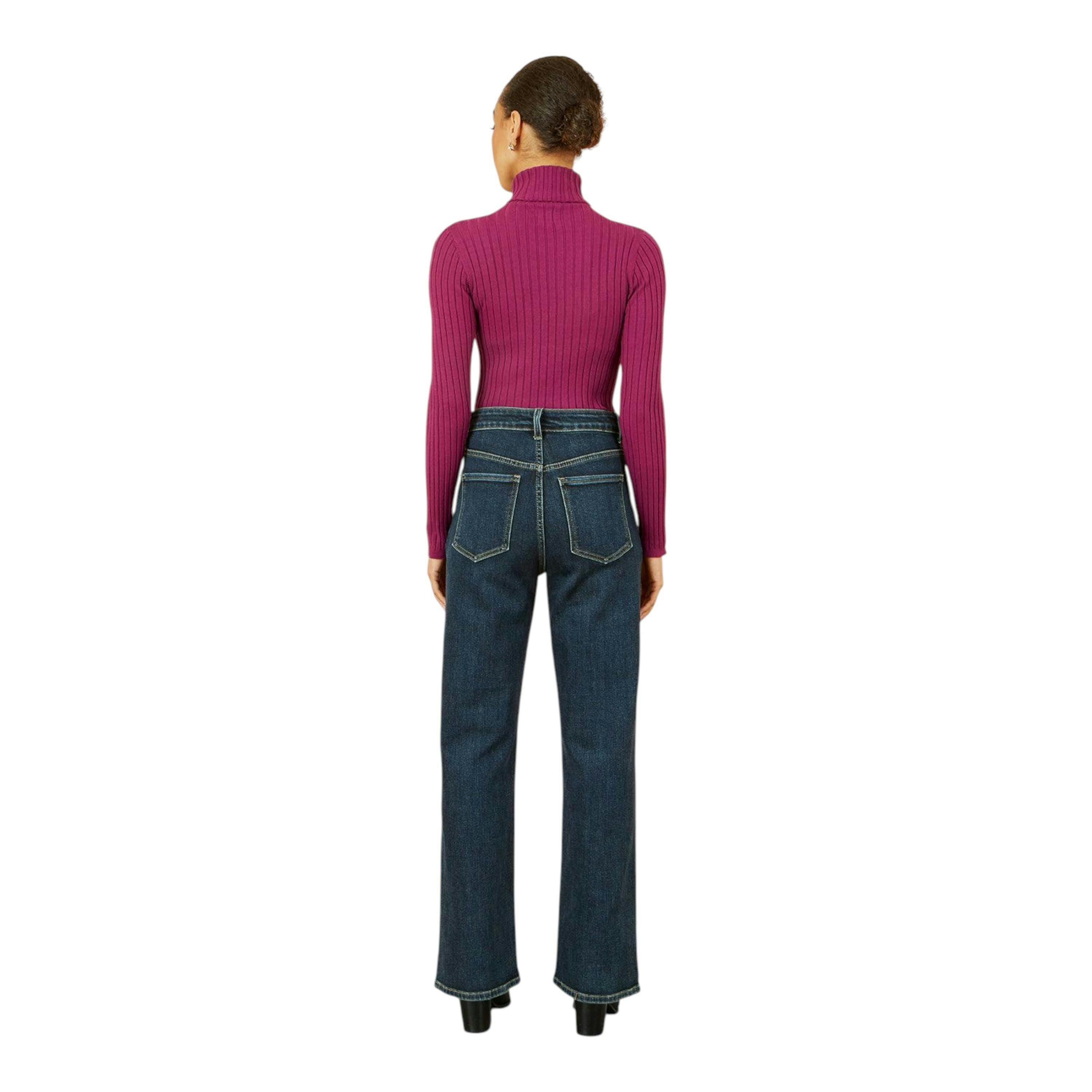 Yumi Plum Ribbed Knit Roll Neck Jumper , view 4 of 5