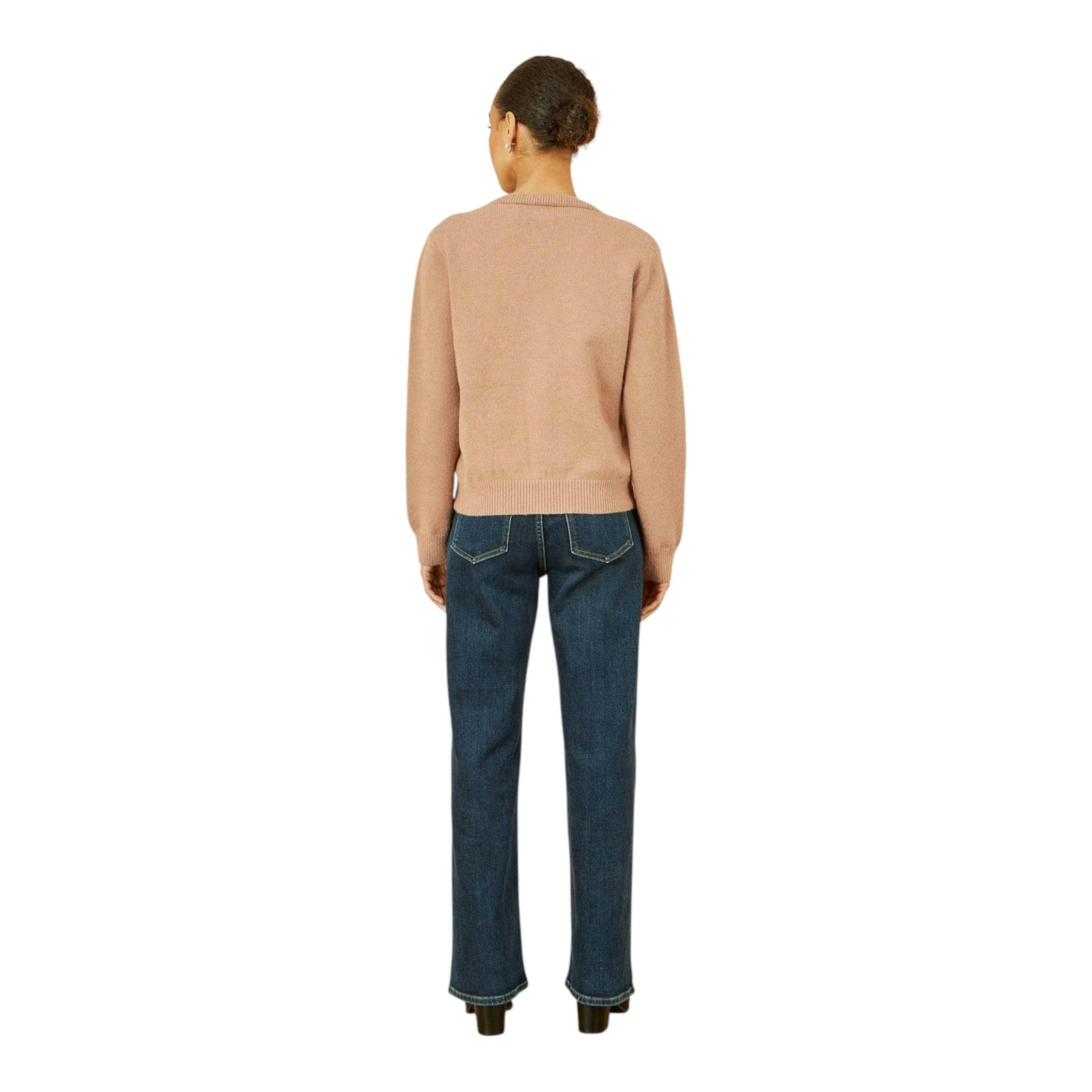 Yumi Brown Floral Embroidered Relaxed Fit Cardigan , view 5 of 5