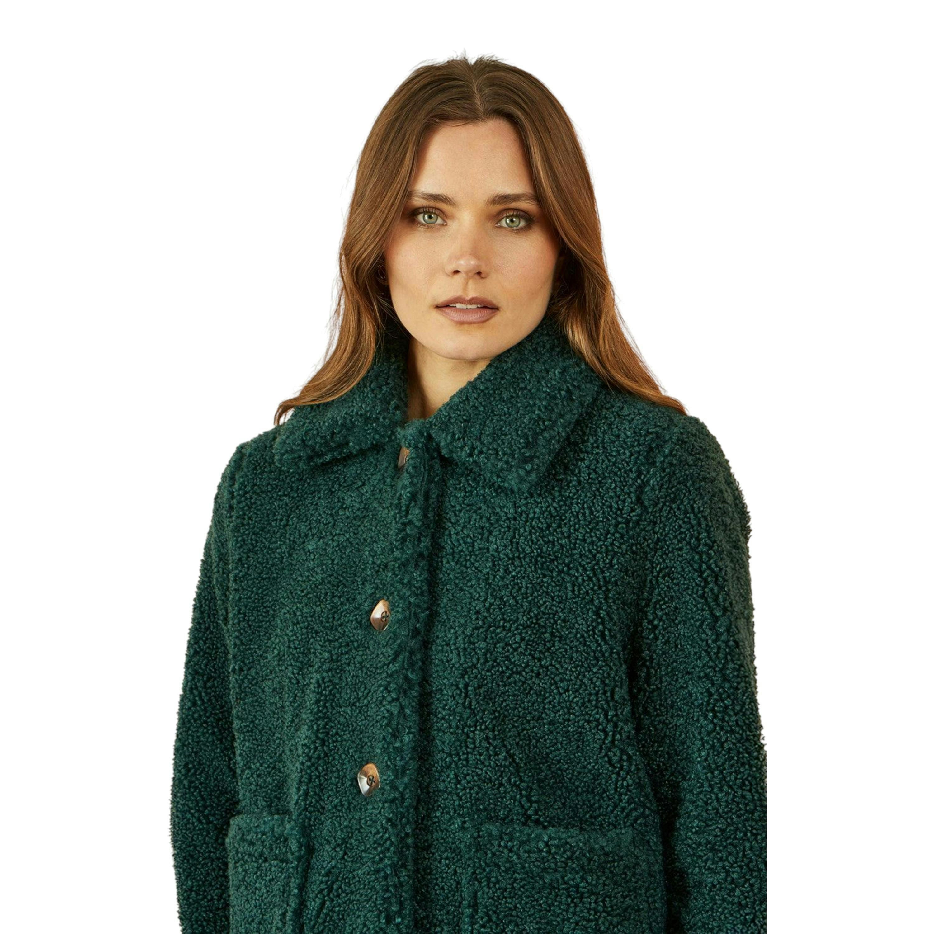Yumi Green Short Teddy Bear Jacket , view 2 of 6