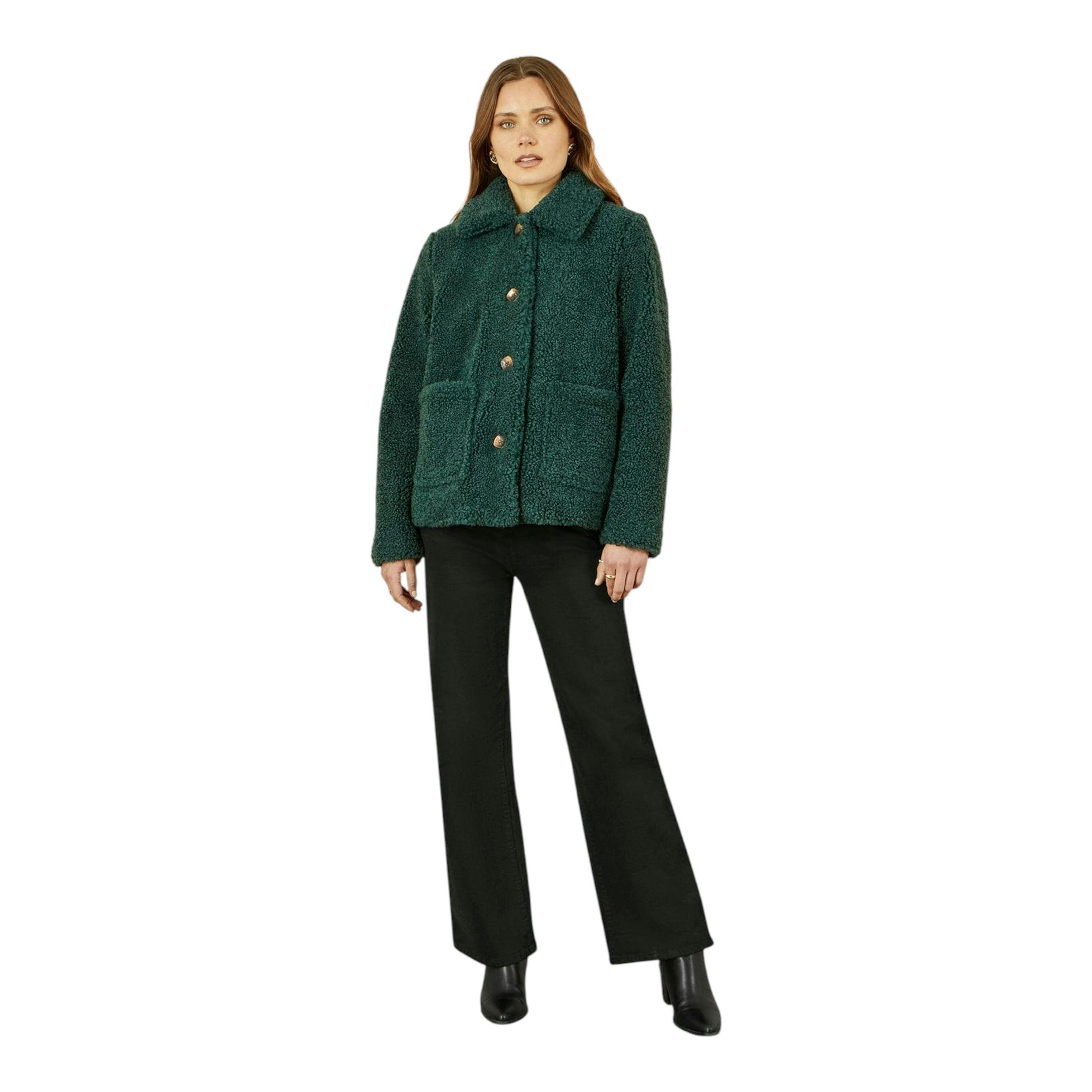 Yumi Green Short Teddy Bear Jacket , view 3 of 6