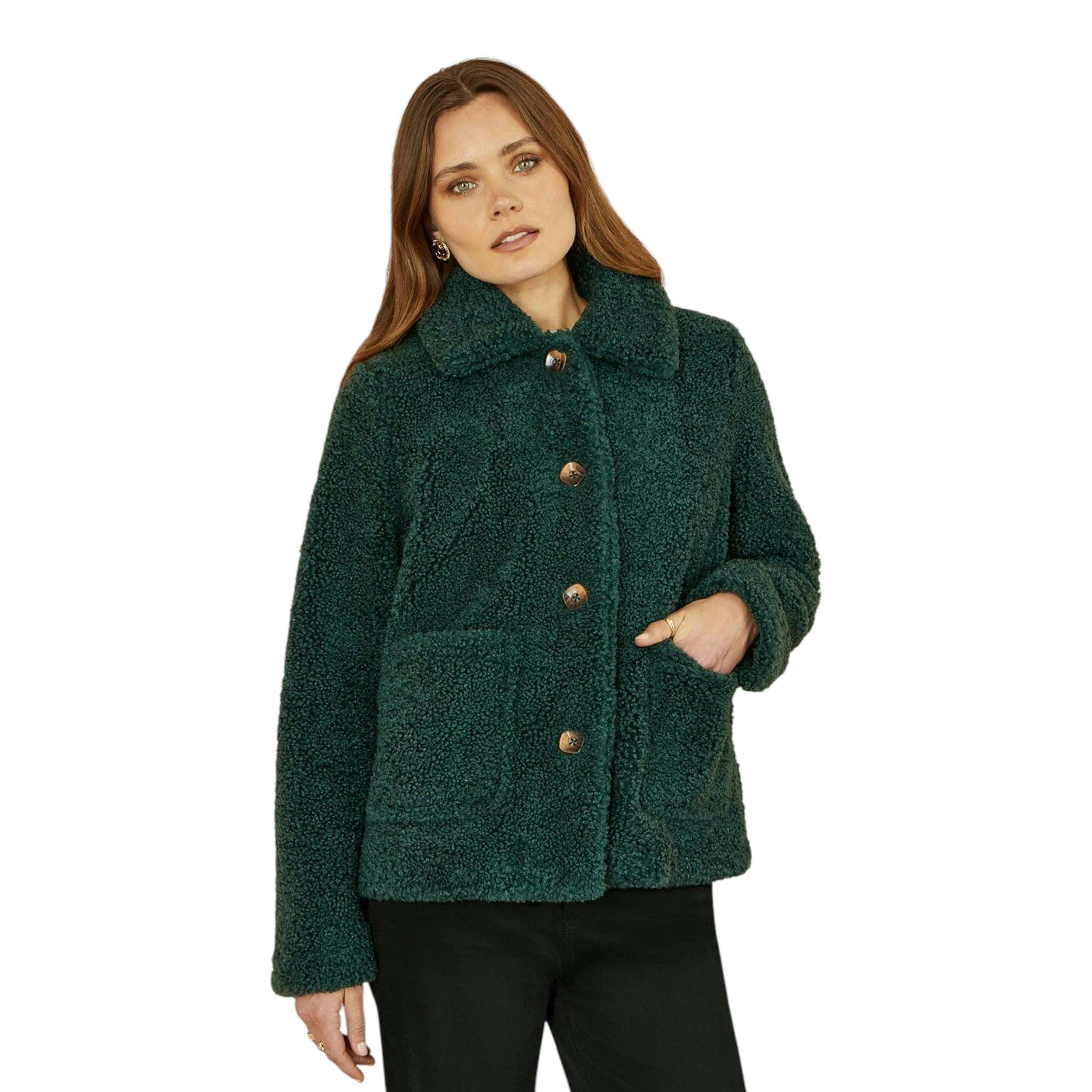 Yumi Green Short Teddy Bear Jacket , view 5 of 6