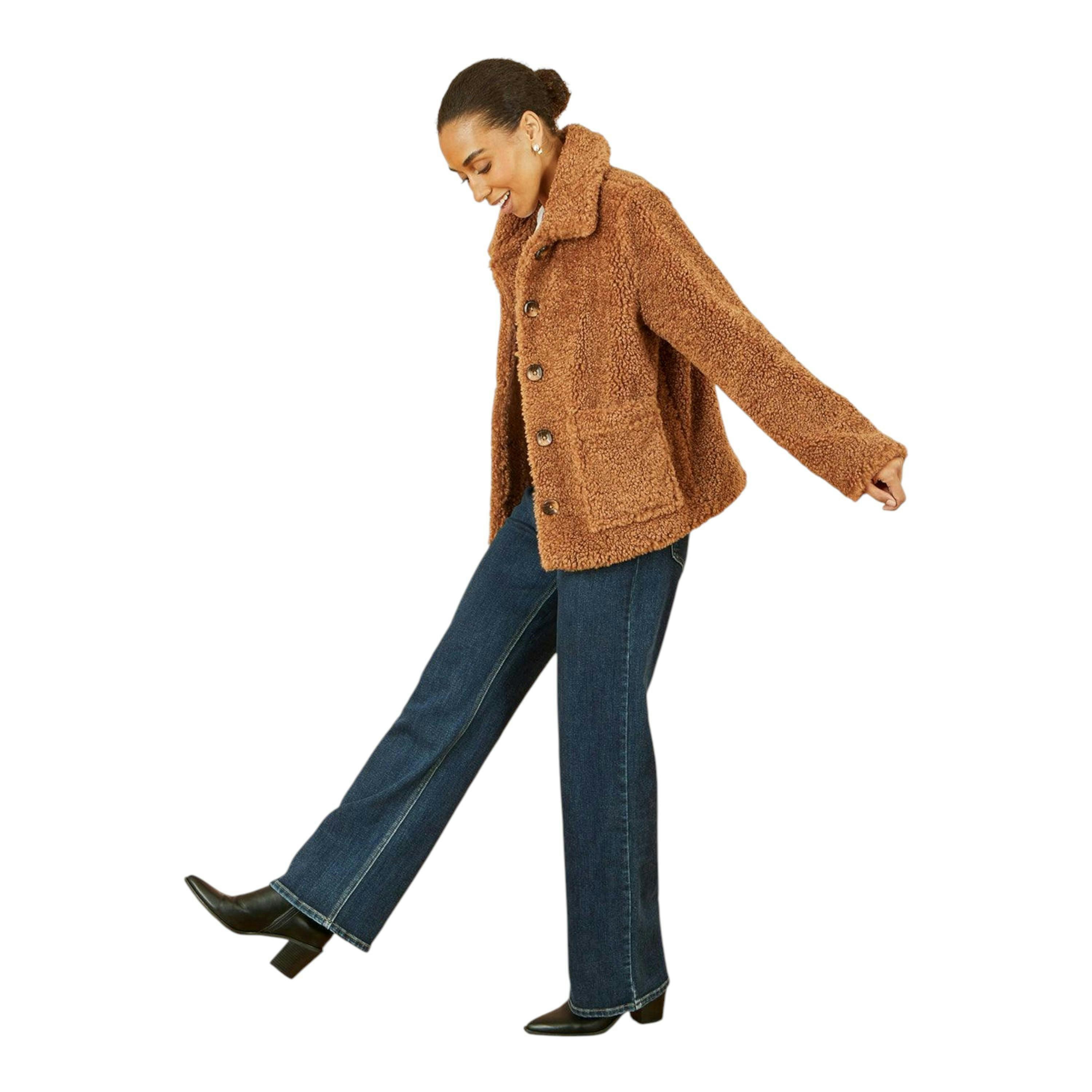 Yumi Brown Short Teddy Bear Jacket , view 5 of 6