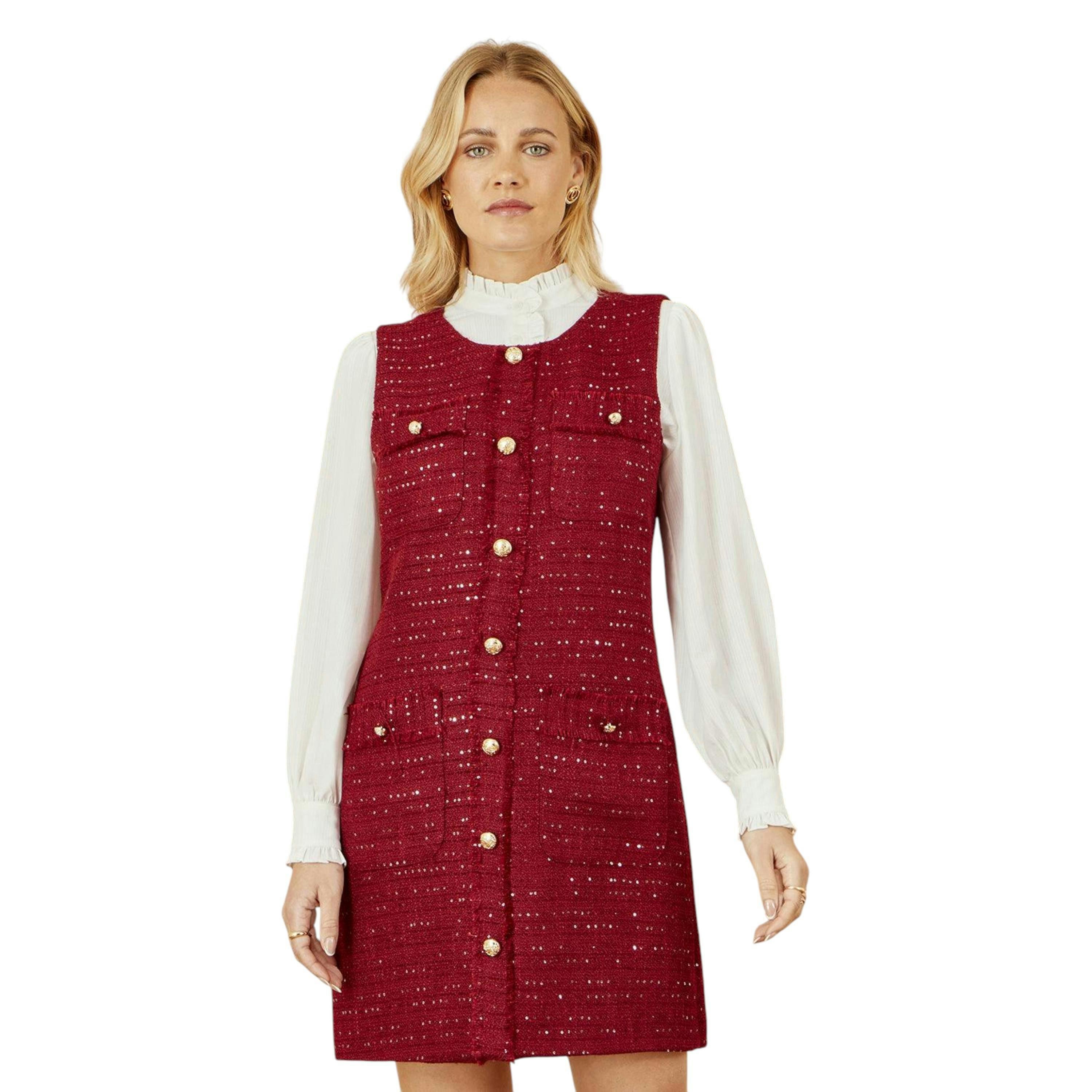 Yumi Burgundy Boucle Tunic Dress , view 5 of 6
