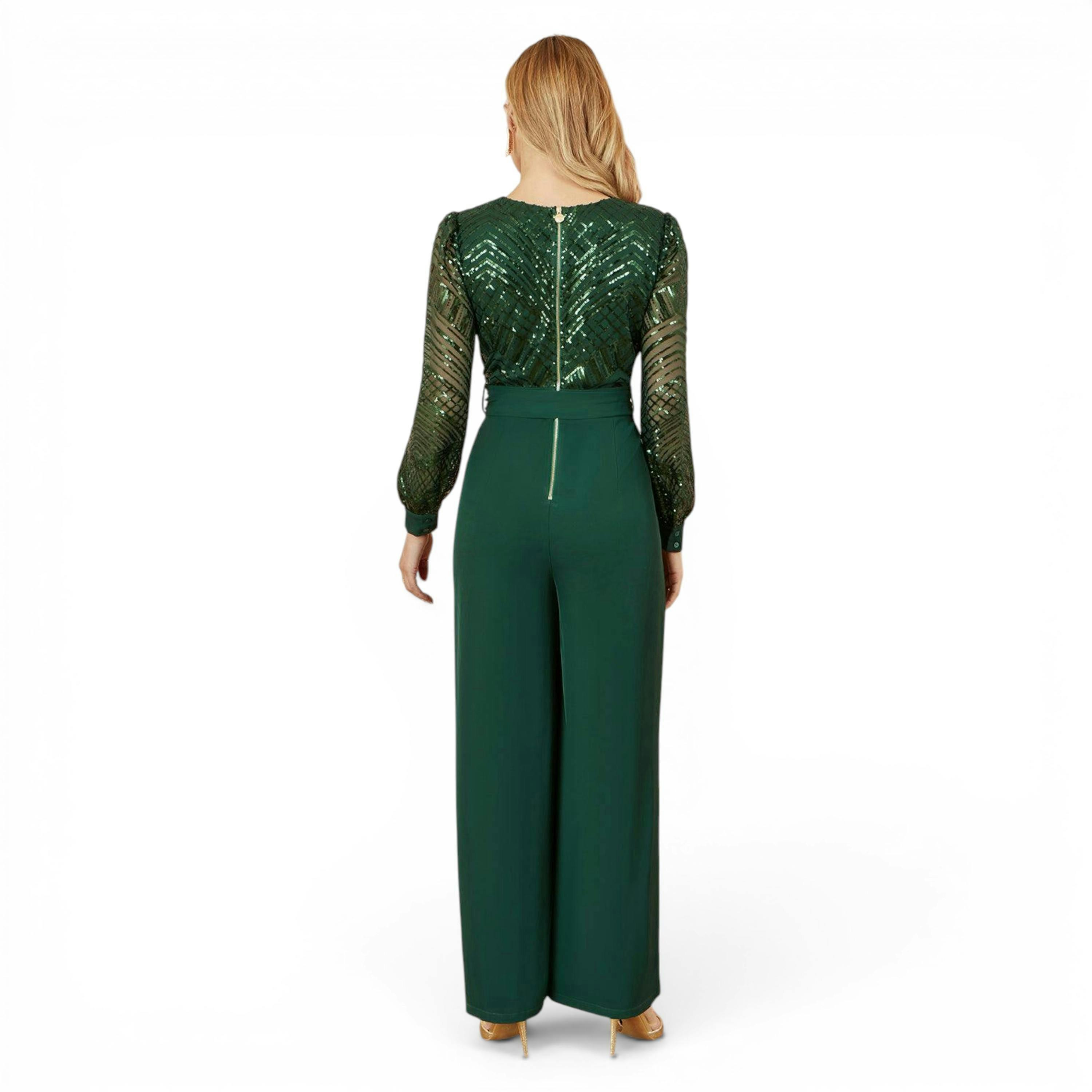 Yumi Green Sequin Wrap Over Jumpsuit , view 5 of 5