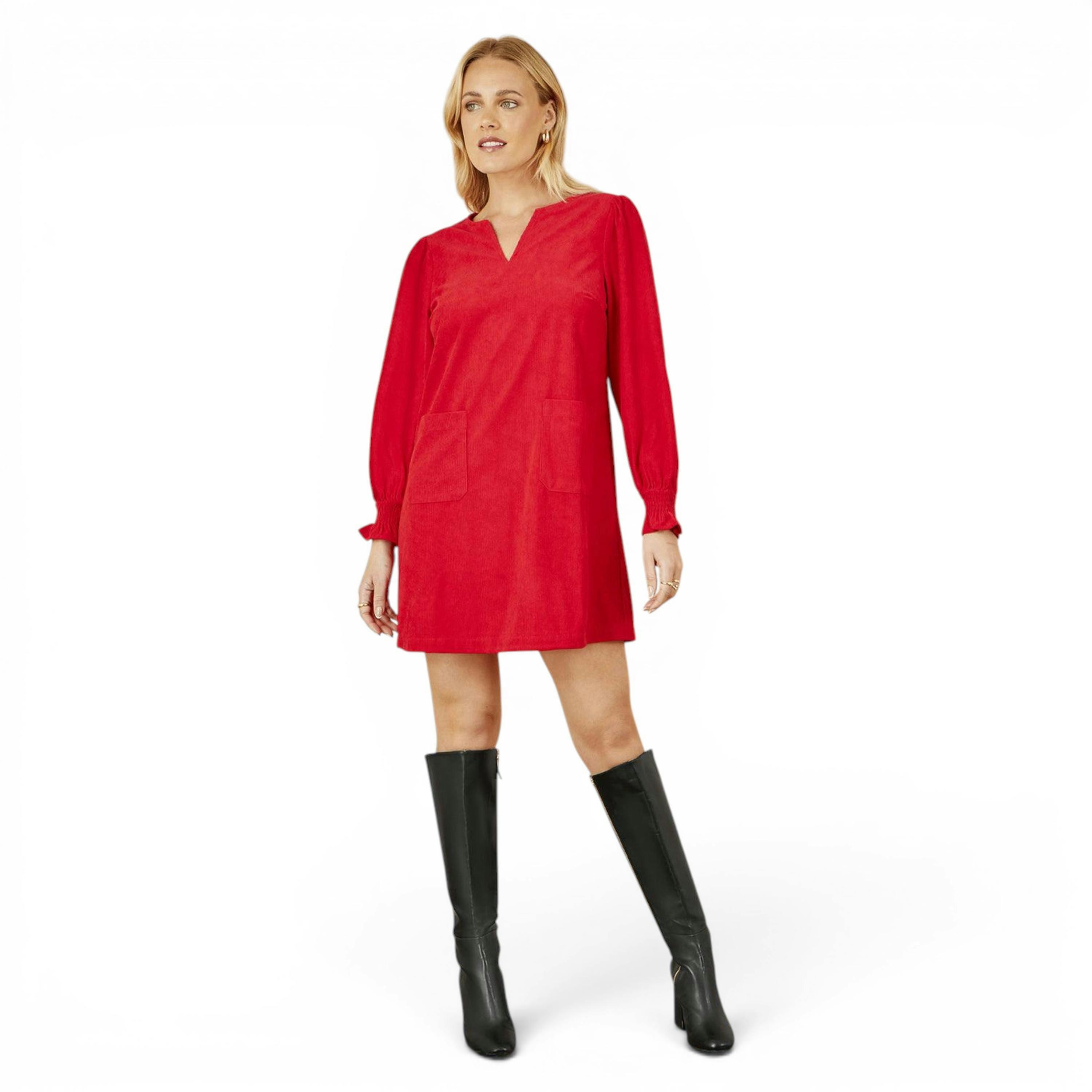 Yumi Red Cord Tunic With Ruched Sleeve , view 3 of 6