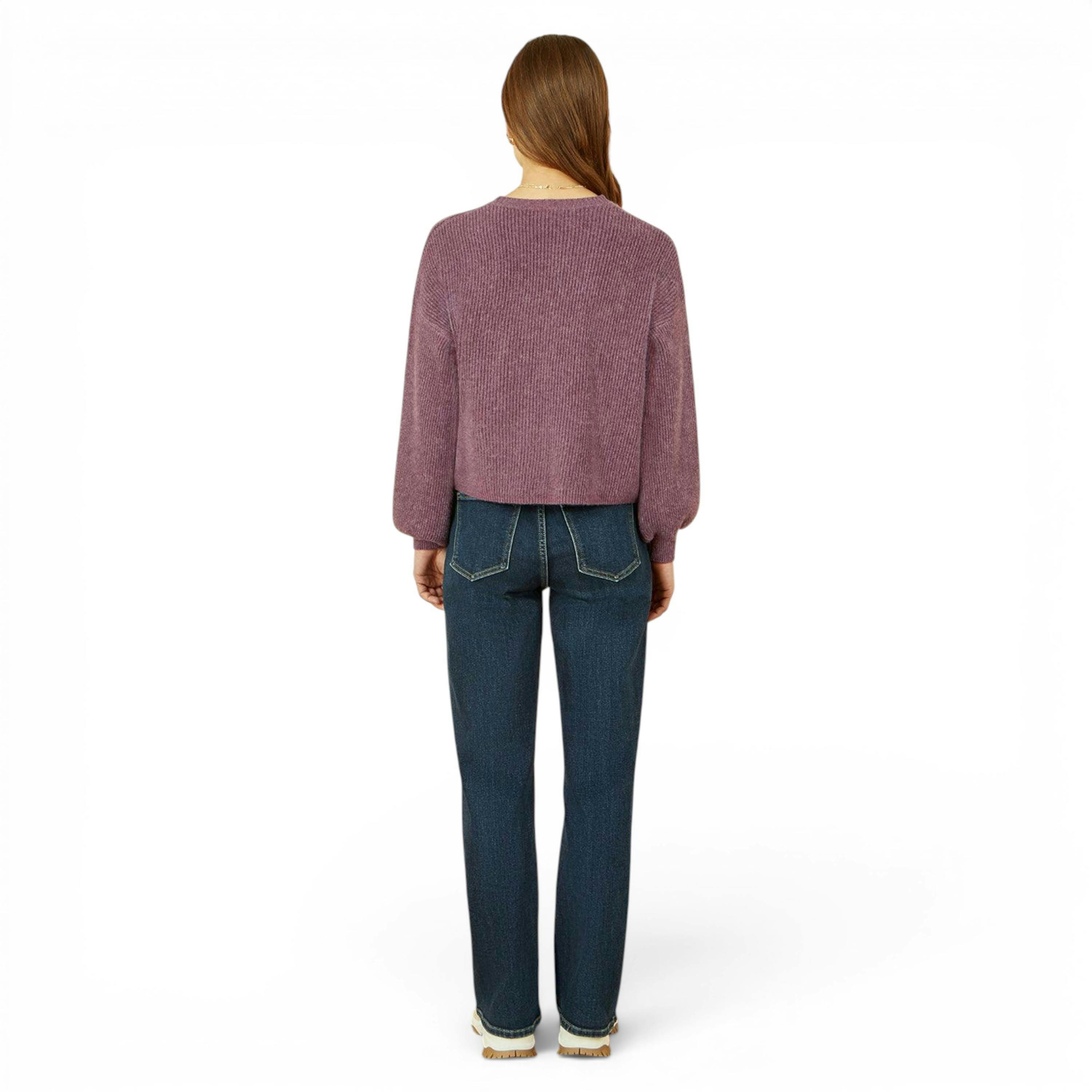 Yumi Purple Marl Knit Cardigan , view 4 of 5