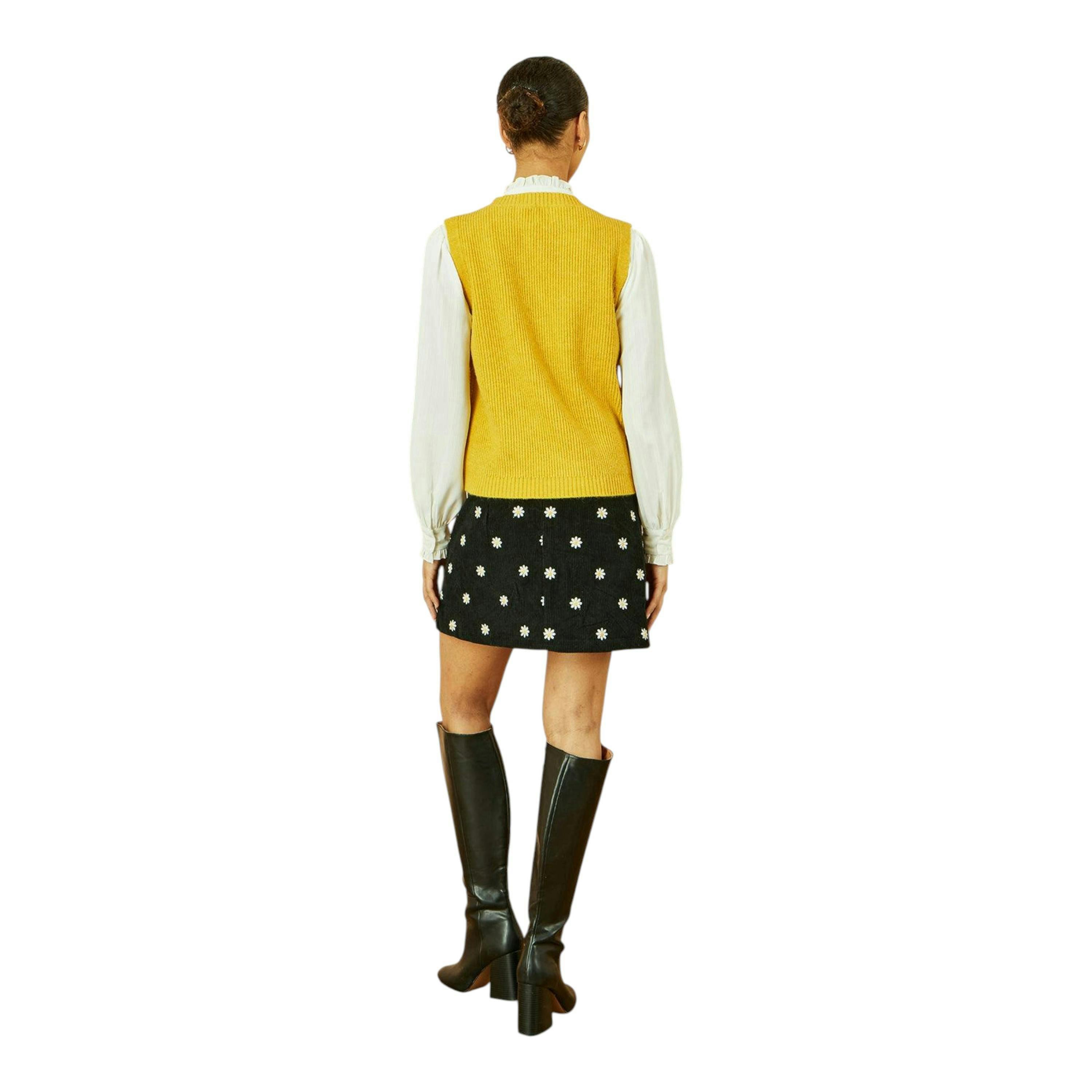 Yumi Mustard Cable Knit Sleeveless Jumper , view 4 of 5