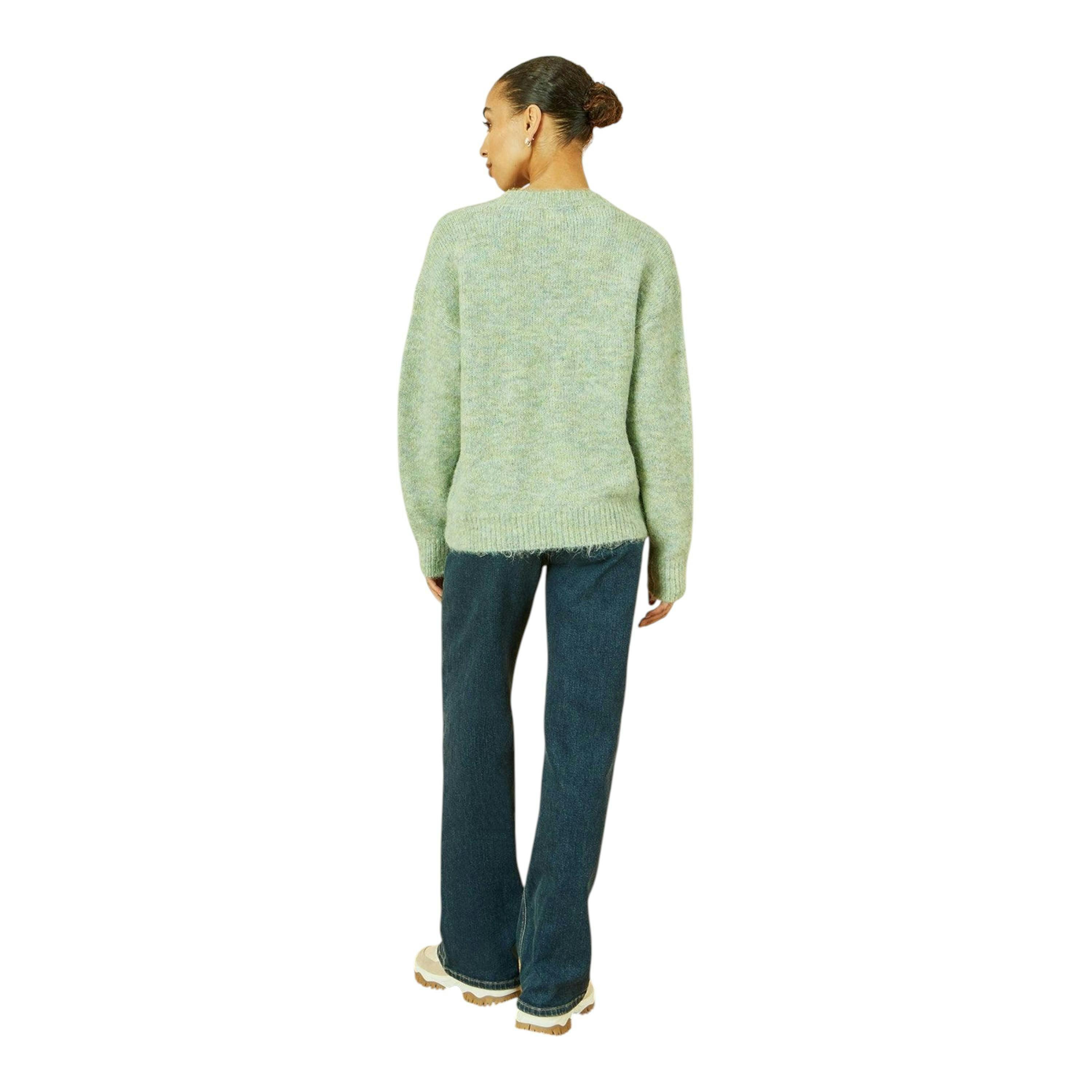 Yumi Green Relaxed Knitted Jumper With Crochet Flowers , view 4 of 6