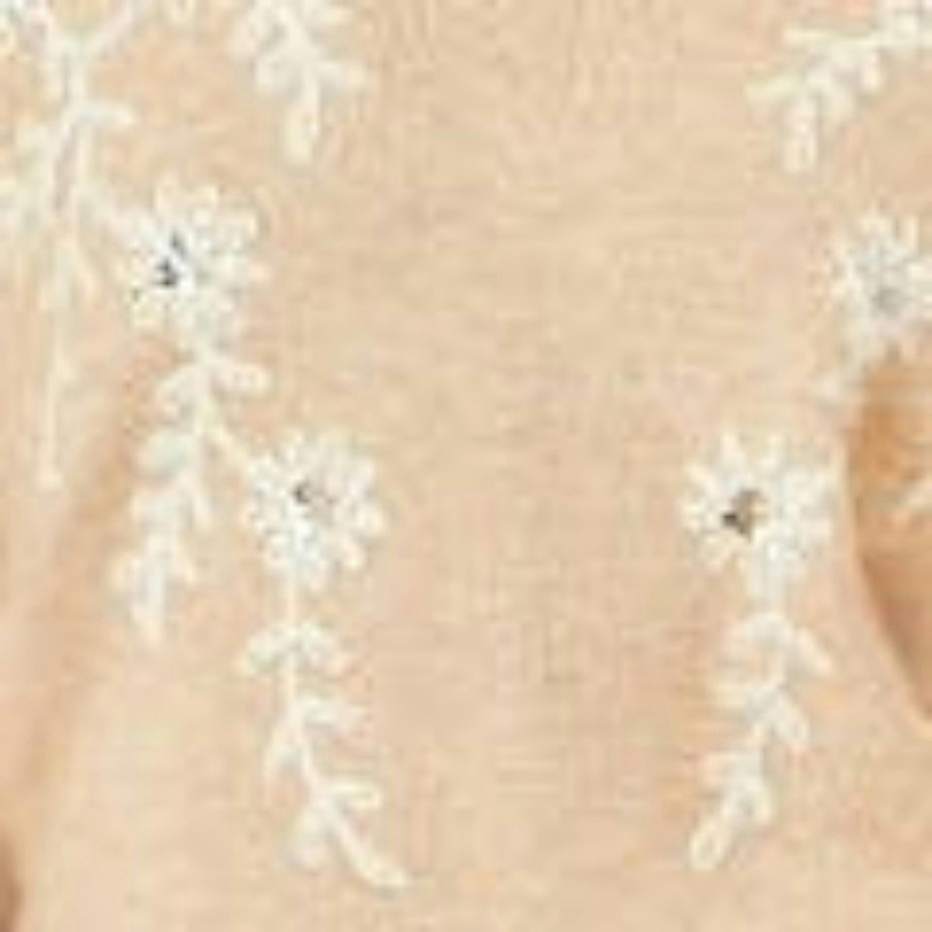 Yumi Oatmeal Floral Embroidered V Neck Relaxed Knitted Jumper , view 5 of 5