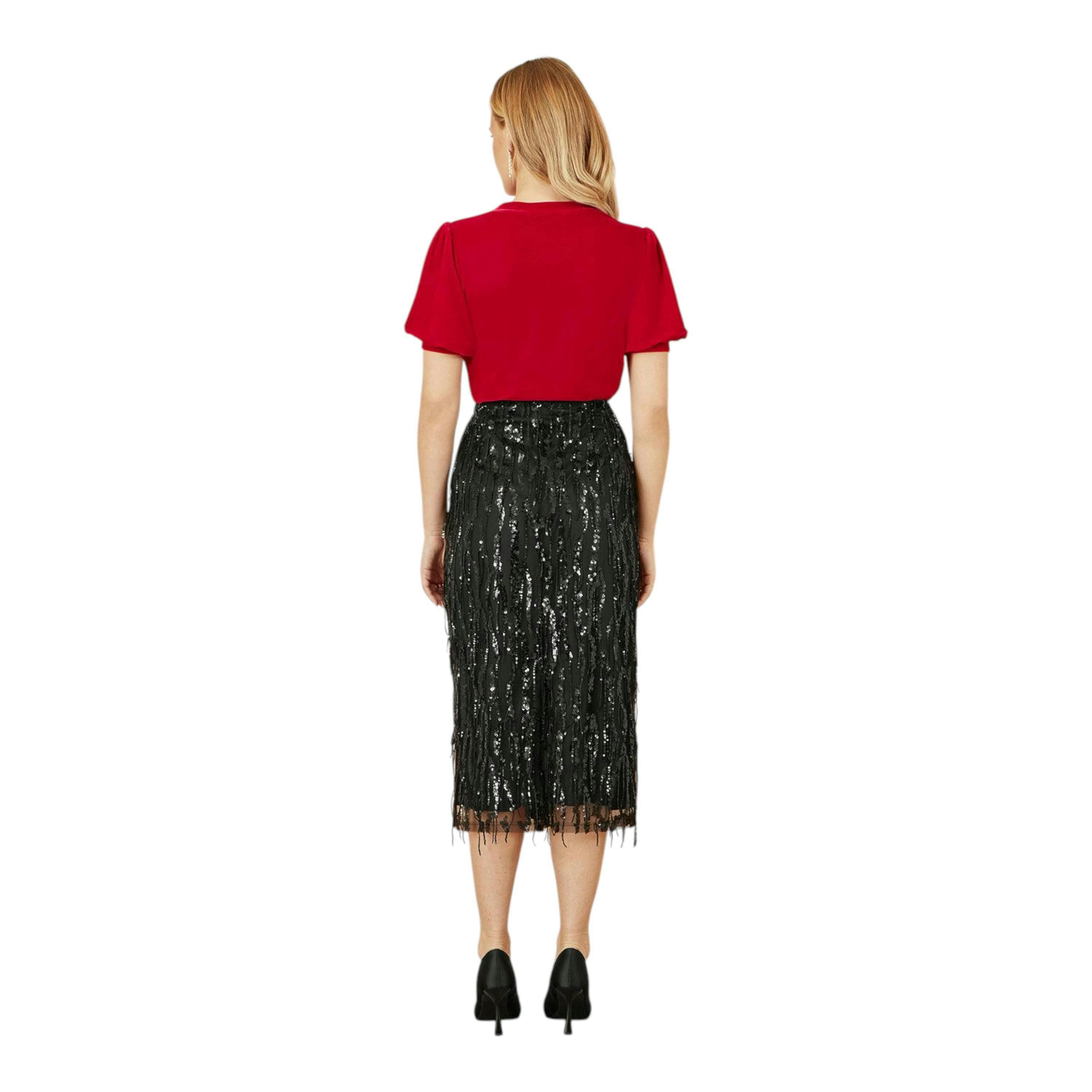 Yumi Red Velvet Puff Sleeve Top , view 3 of 4