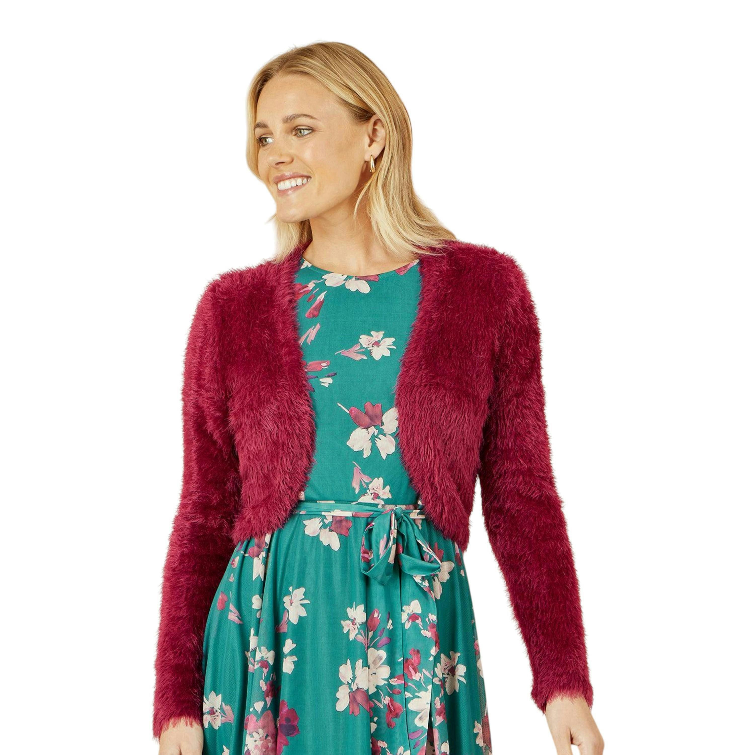 Yumi Burgundy Eyelash Knit Bolero , view 1 of 5