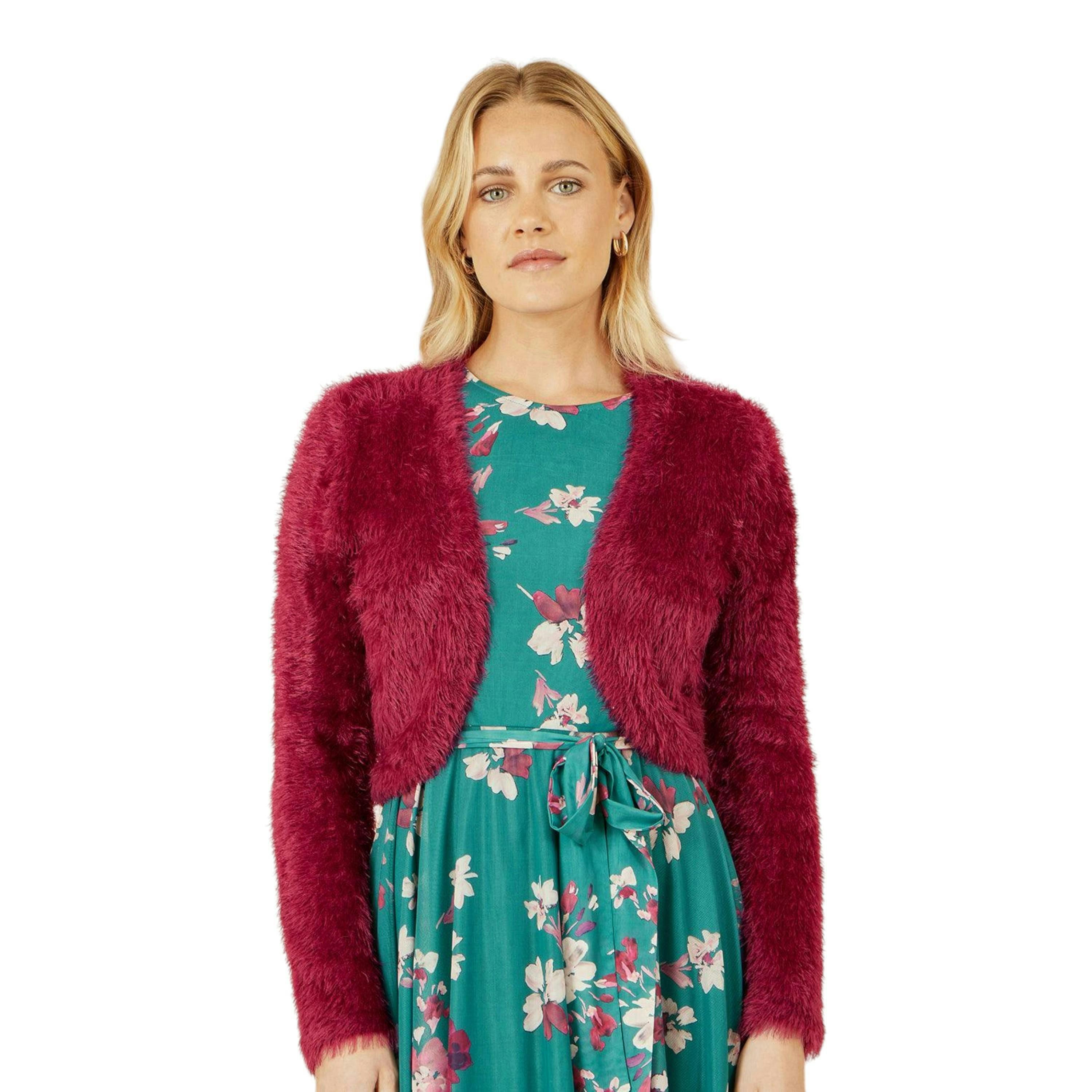 Yumi Burgundy Eyelash Knit Bolero , view 2 of 5