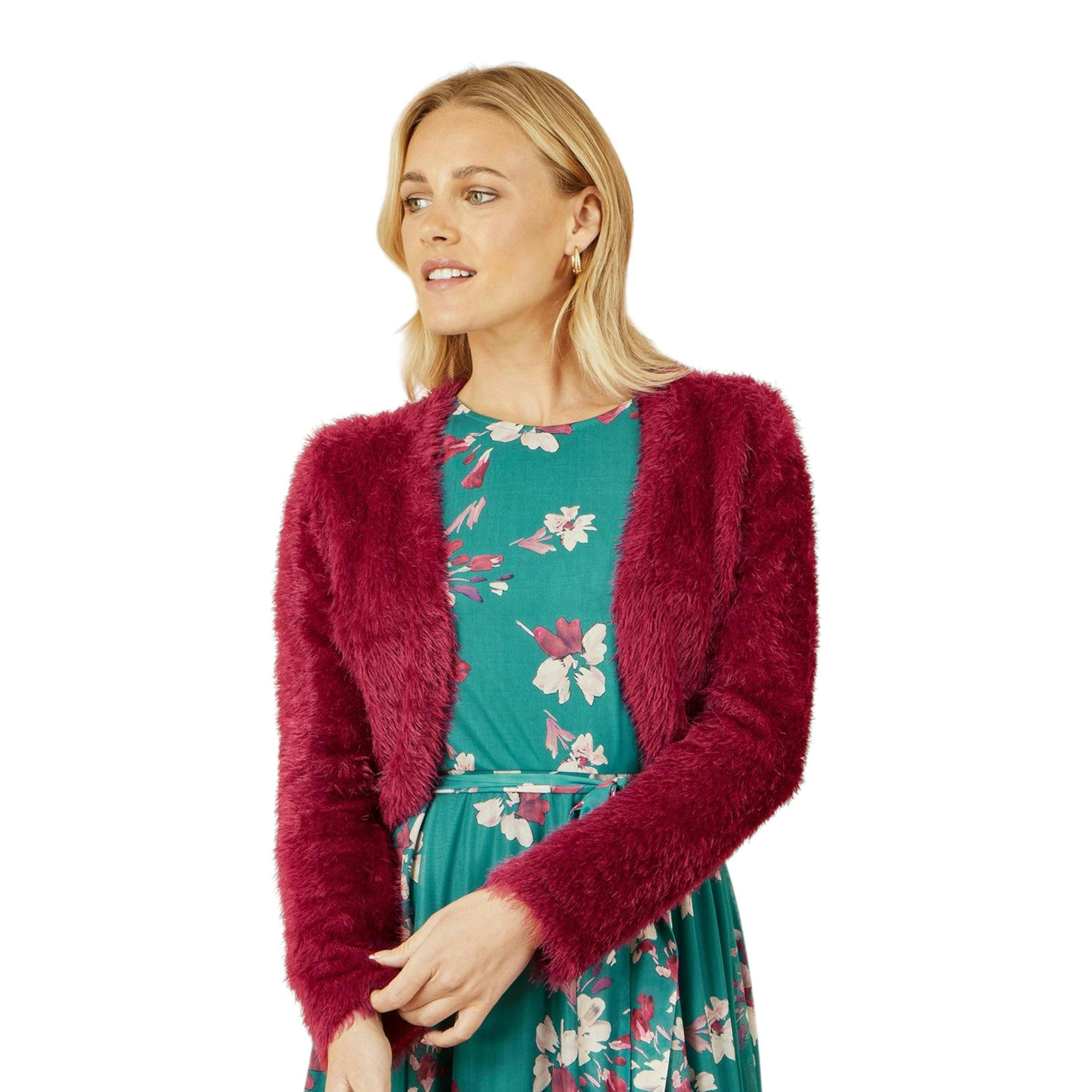 Yumi Burgundy Eyelash Knit Bolero , view 5 of 5