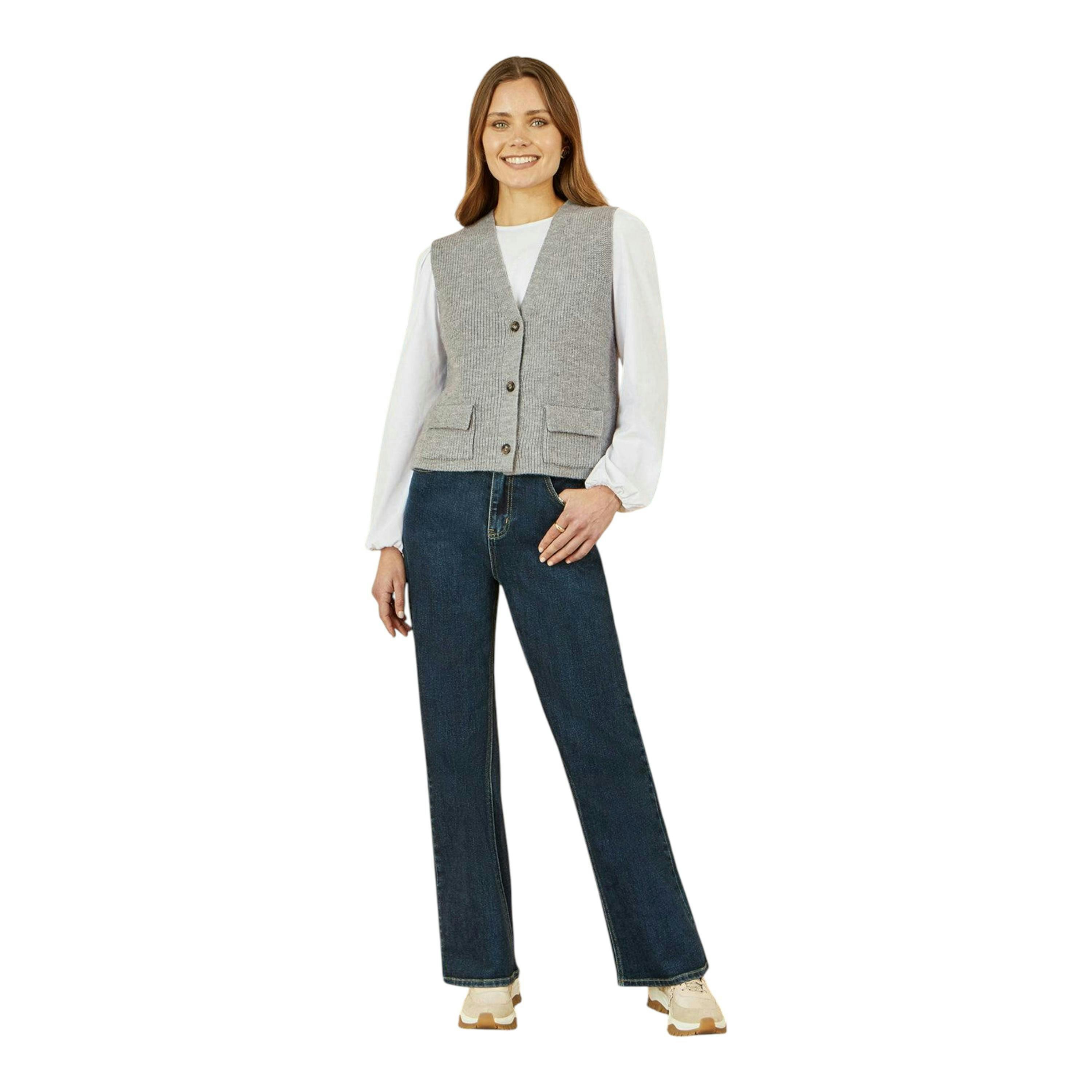 Yumi Grey Knitted Pullover Waistcoat , view 2 of 5