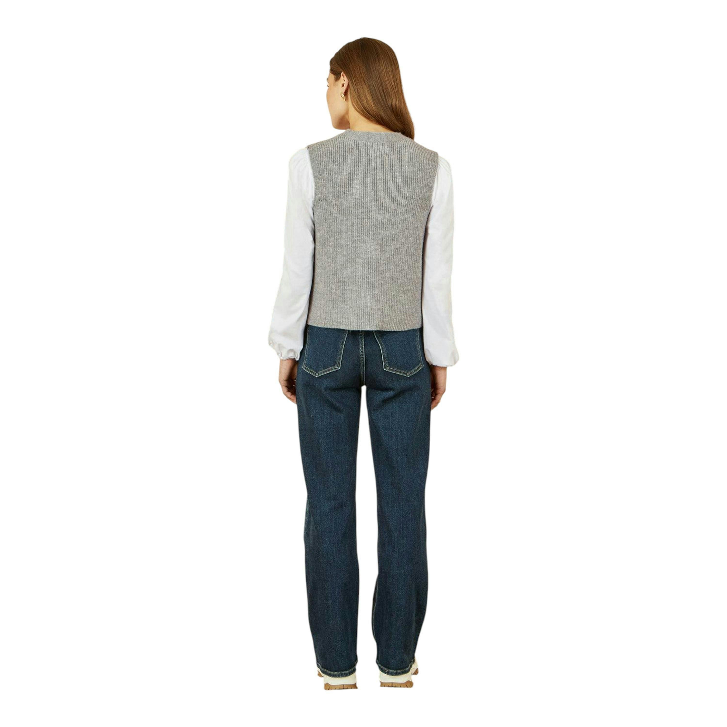 Yumi Grey Knitted Pullover Waistcoat , view 4 of 5