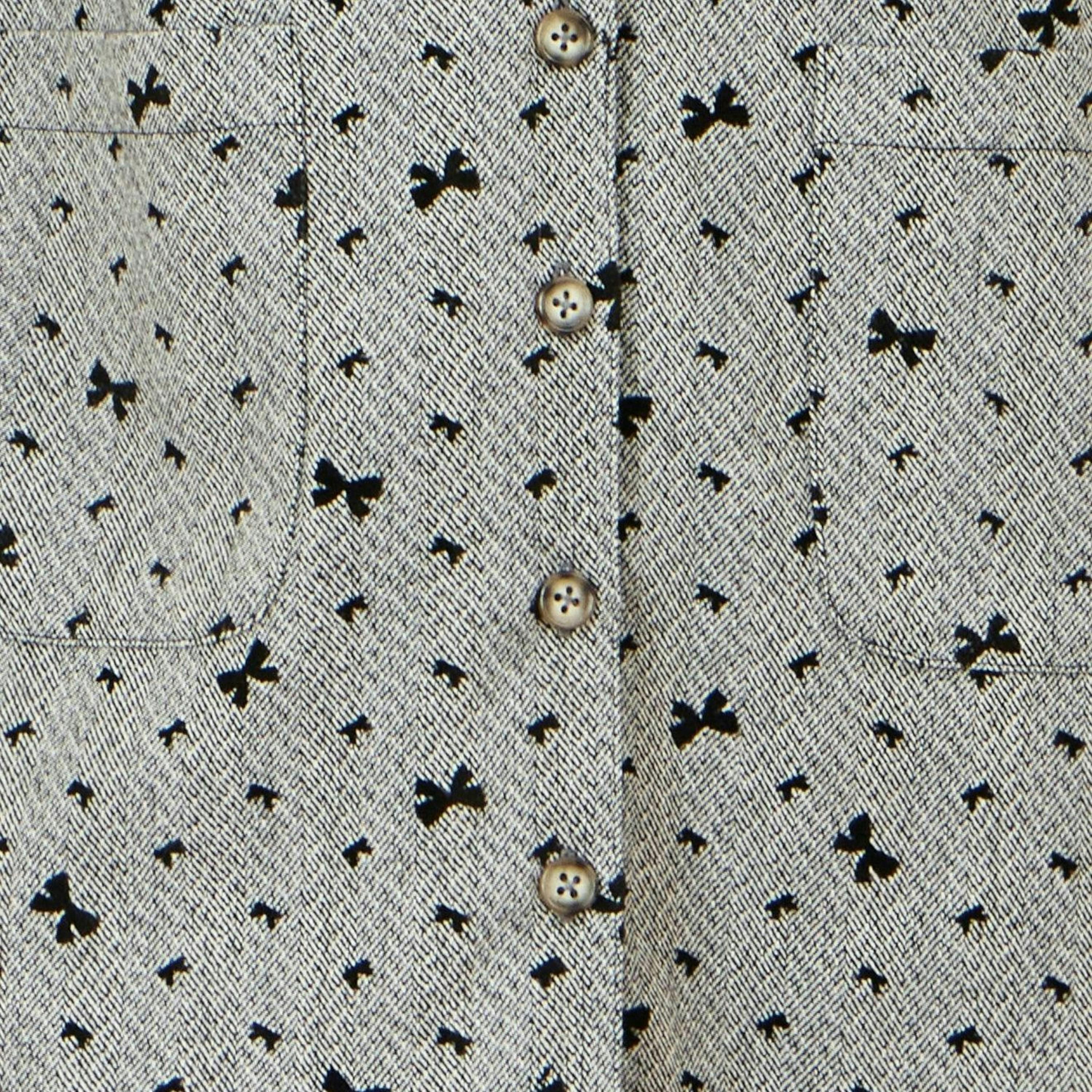 Yumi Grey Bow Print Pinafore Dress With Button Up , view 5 of 5