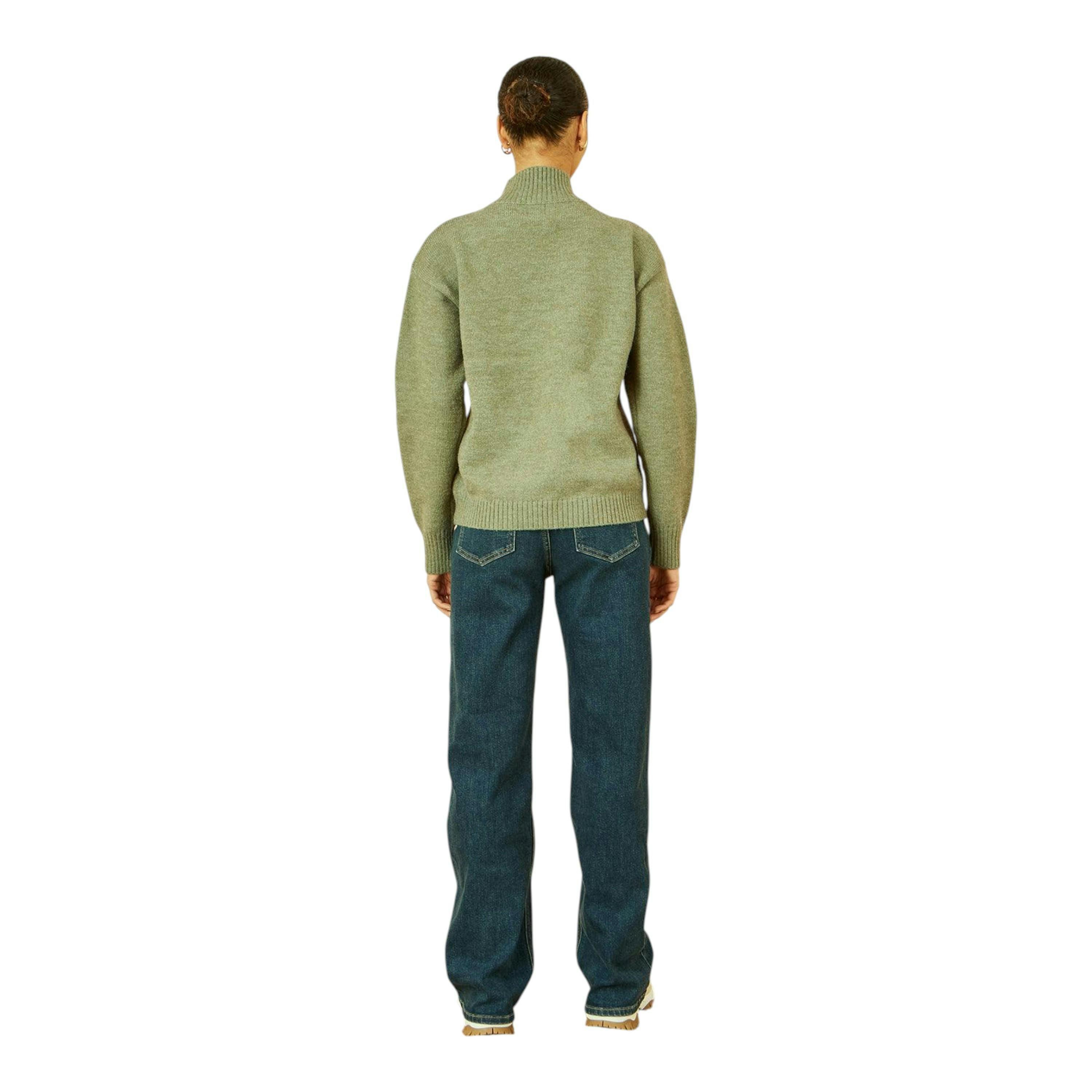 Yumi Green Knitted High Neck Jumper With Applique Flowers , view 5 of 5