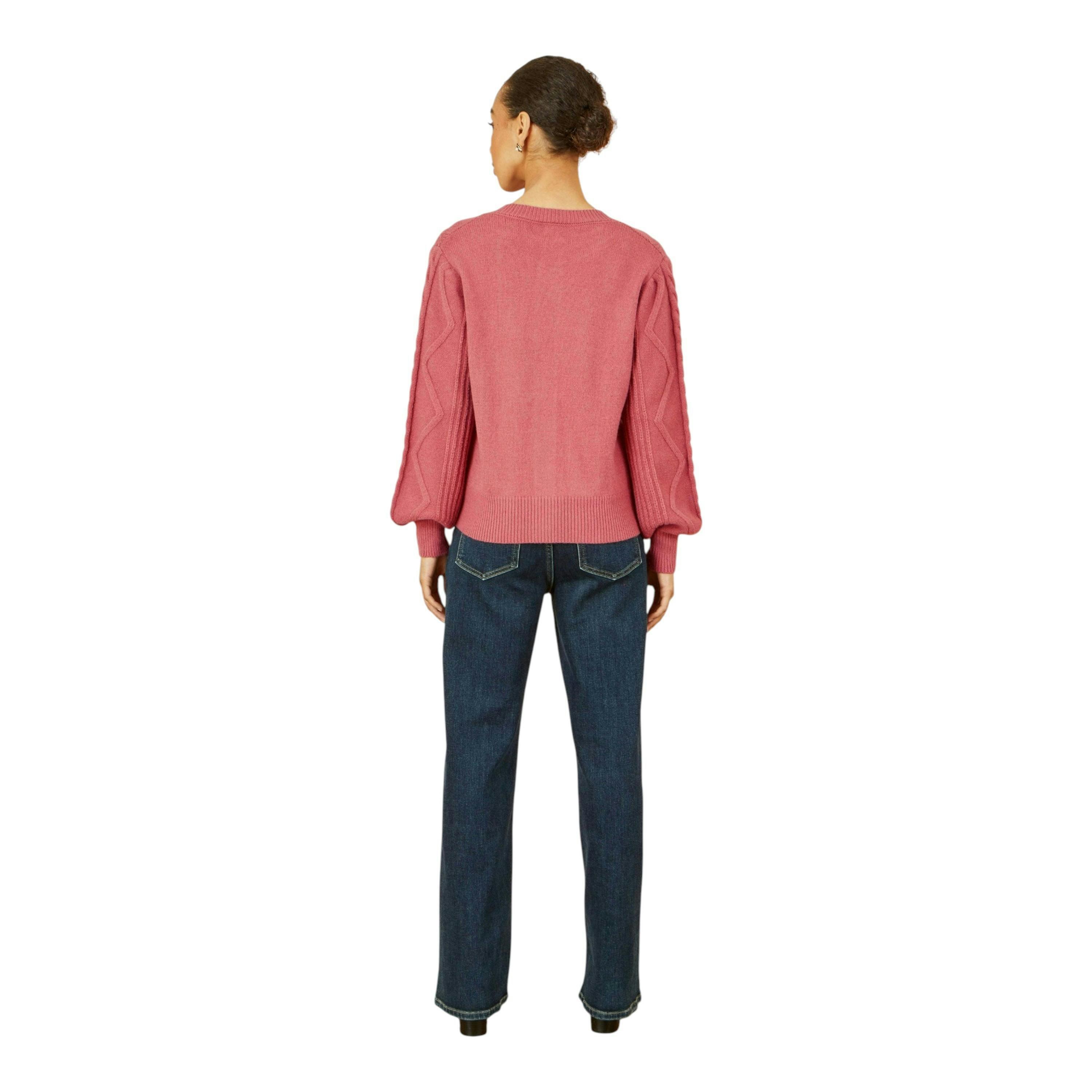Yumi Pink Relaxed Fit Cable Cardigan , view 4 of 4